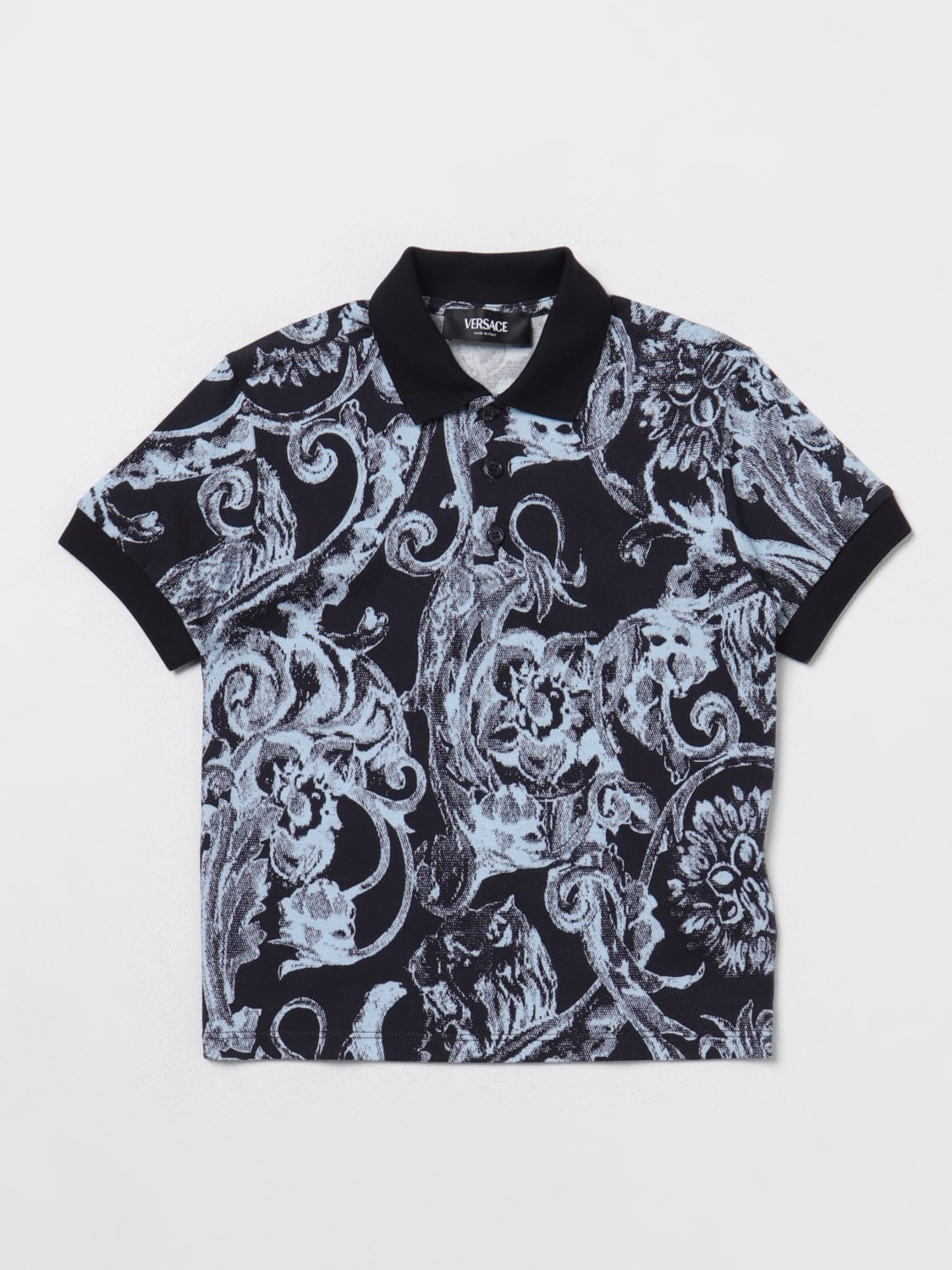 VERSACE POLO SHIRT: T-shirt kids Versace Young, Blue - Img 1