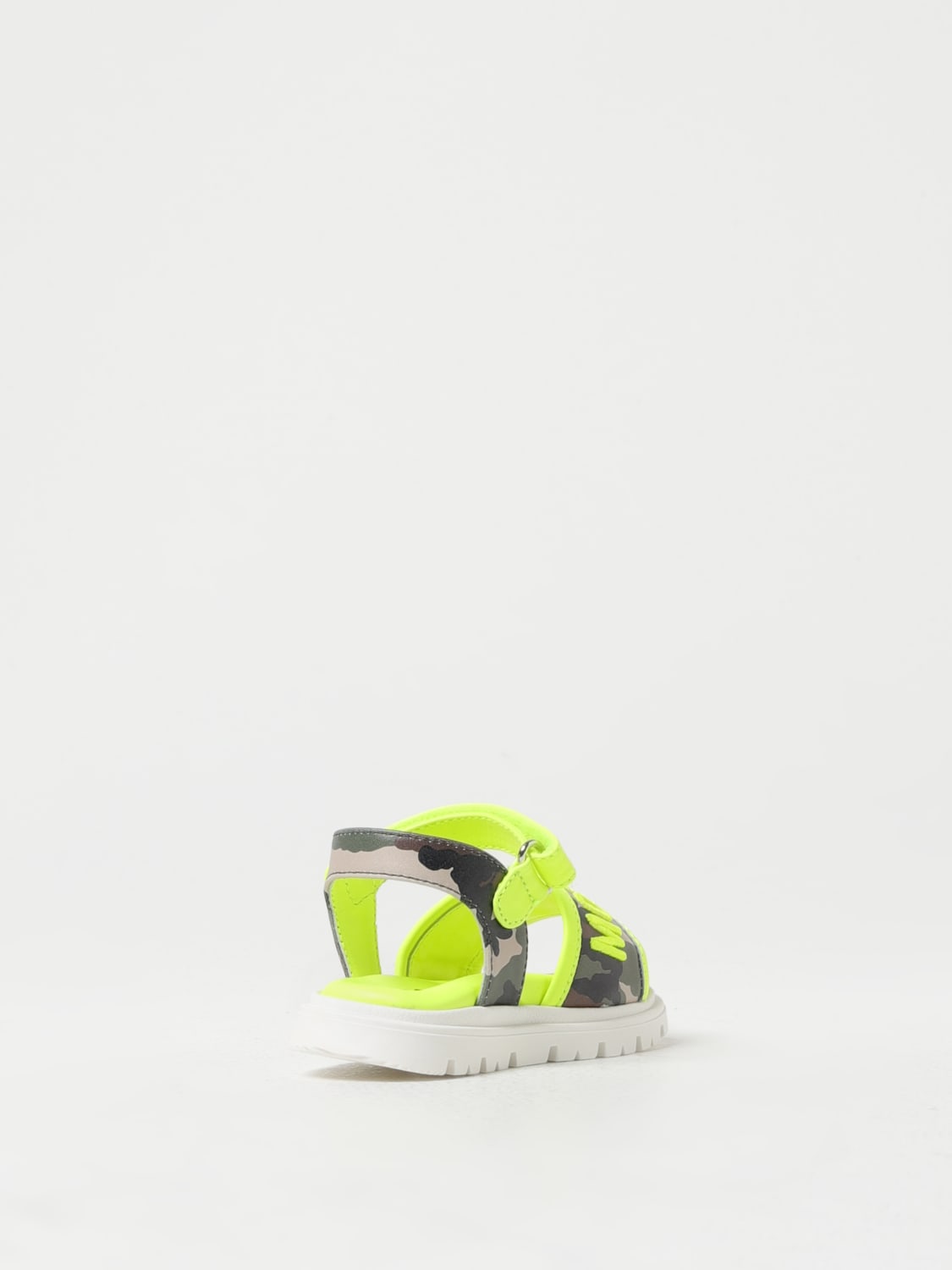 MOSCHINO SCARPE: Sandalo Moschino Baby in pelle stampa camouflage, Verde - Img 3