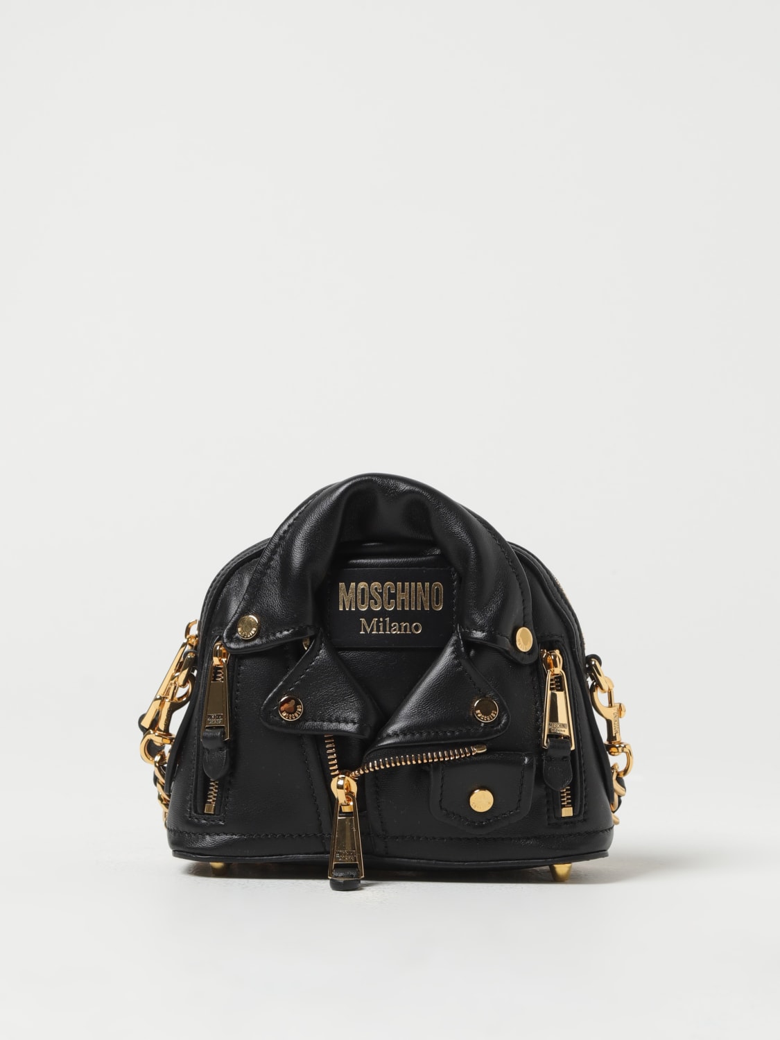 MOSCHINO COUTURE BORSA MINI: Borsa Biker Moschino Couture in nappa, Oro - Img 1