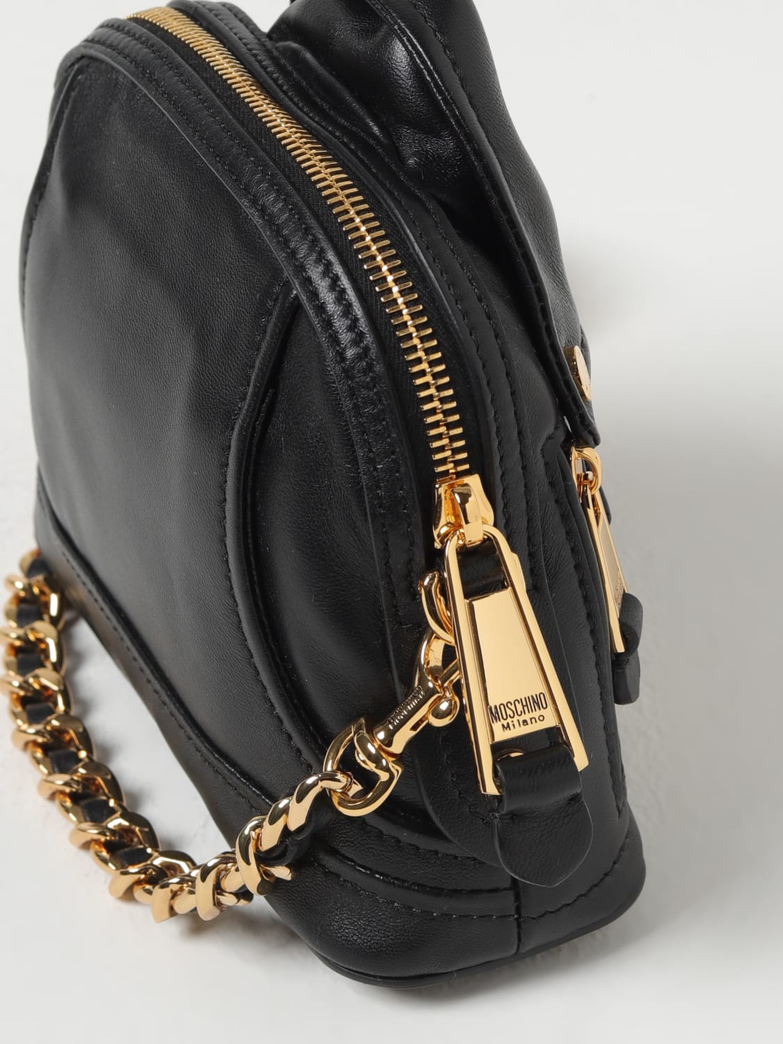 MOSCHINO COUTURE BORSA MINI: Borsa Biker Moschino Couture in nappa, Oro - Img 3