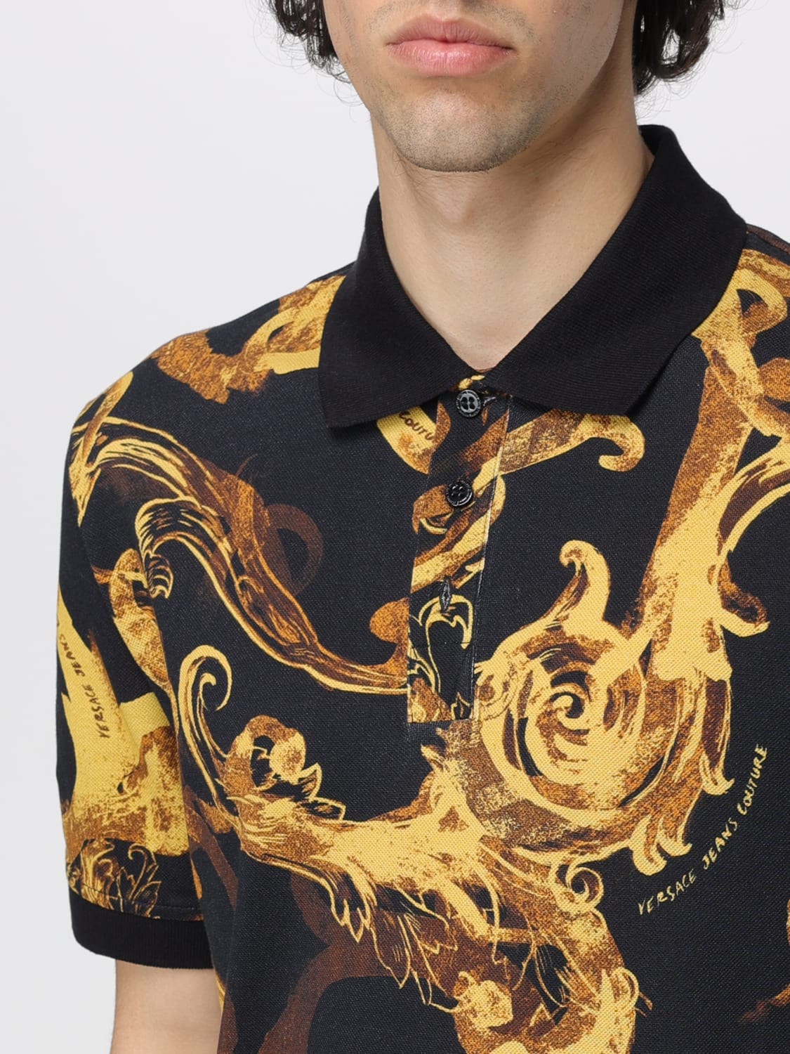 VERSACE - VERSACE JEANS COUTURE 長袖ポロシャツ ブラック L