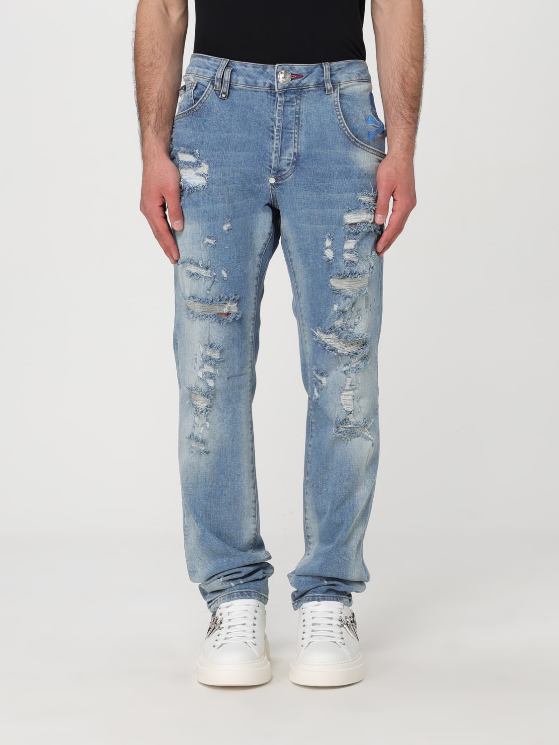 PHILIPP PLEIN JEANS: Jeans uomo Philipp Plein, Celeste - Img 1