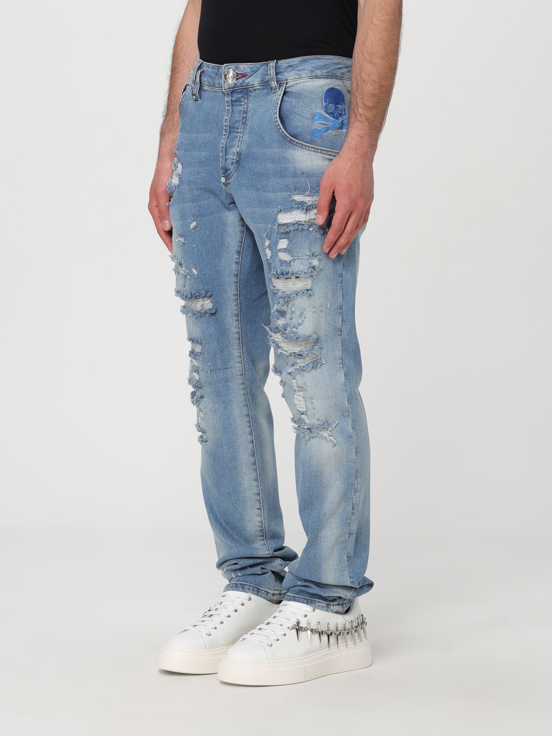 PHILIPP PLEIN JEANS: Jeans uomo Philipp Plein, Celeste - Img 4