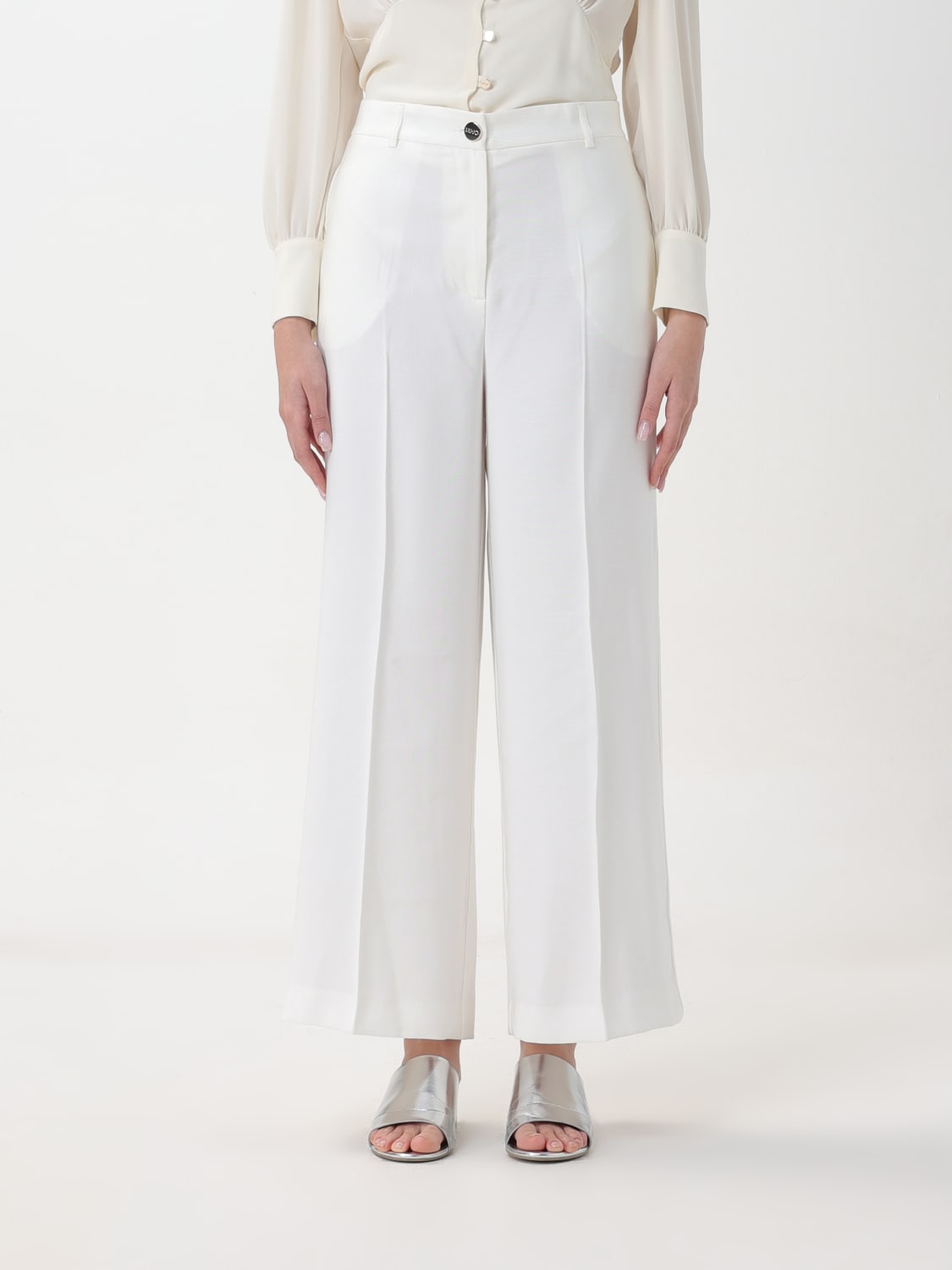 パンツ LIU JO Women Straight Pants TA5264 TS423 M9185 WHITE TA5264TS423 Liujo Jogging Pants With Sequins