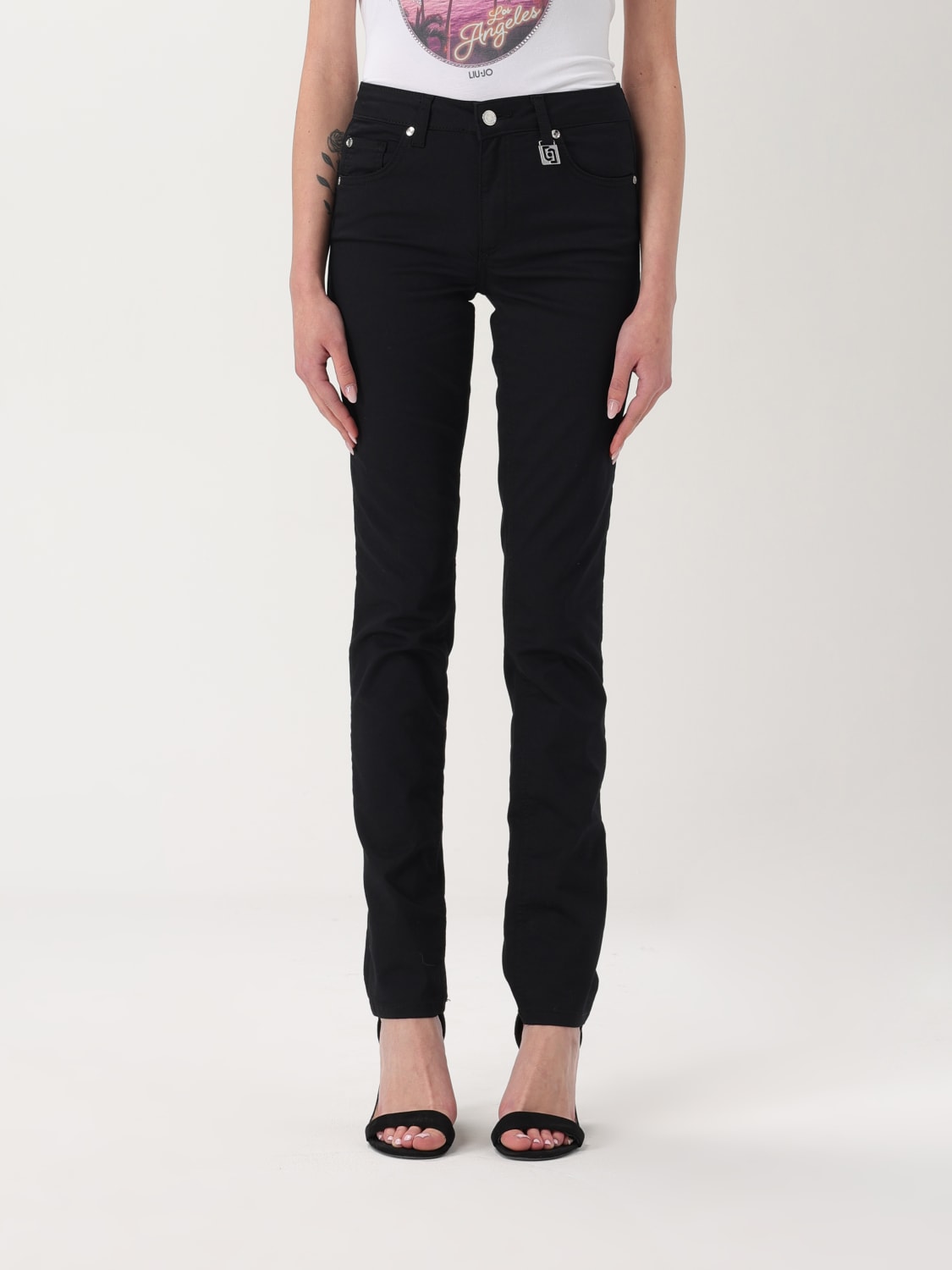 LIU JO PANTS: Liu Jo cotton pants, Black - Img 1