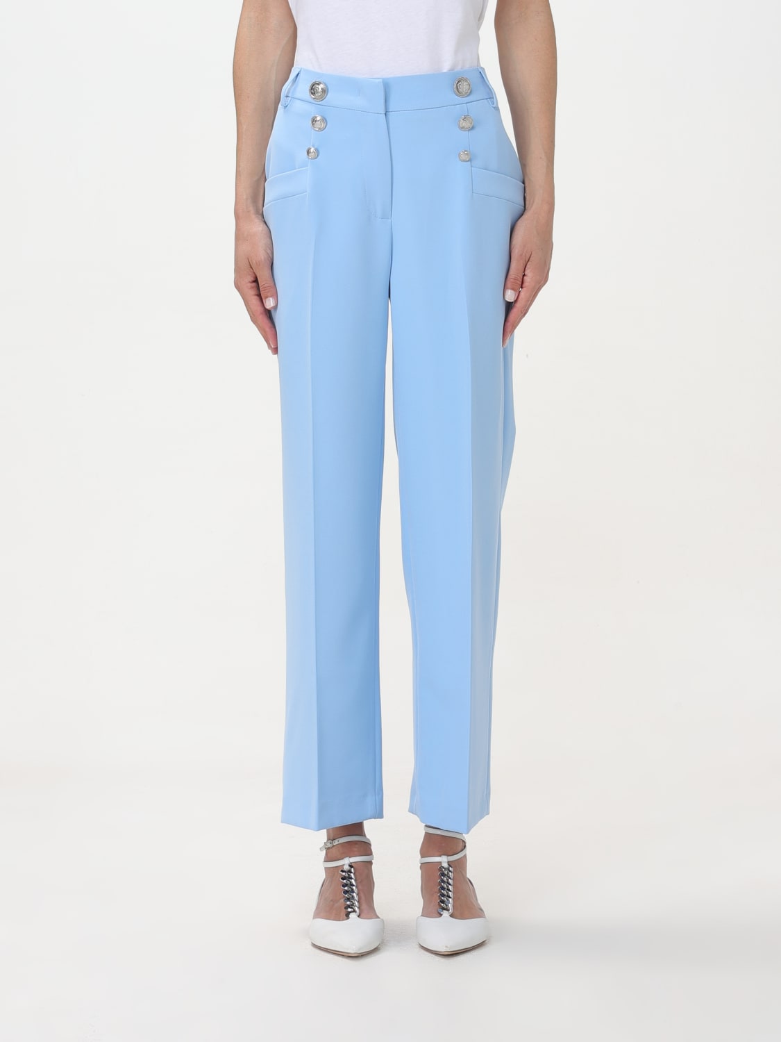 Liu Jo Outlet Pantalon femme Bleu Ciel Pantalon Liu Jo MA4164TS896 en ligne sur GIGLIO.COM