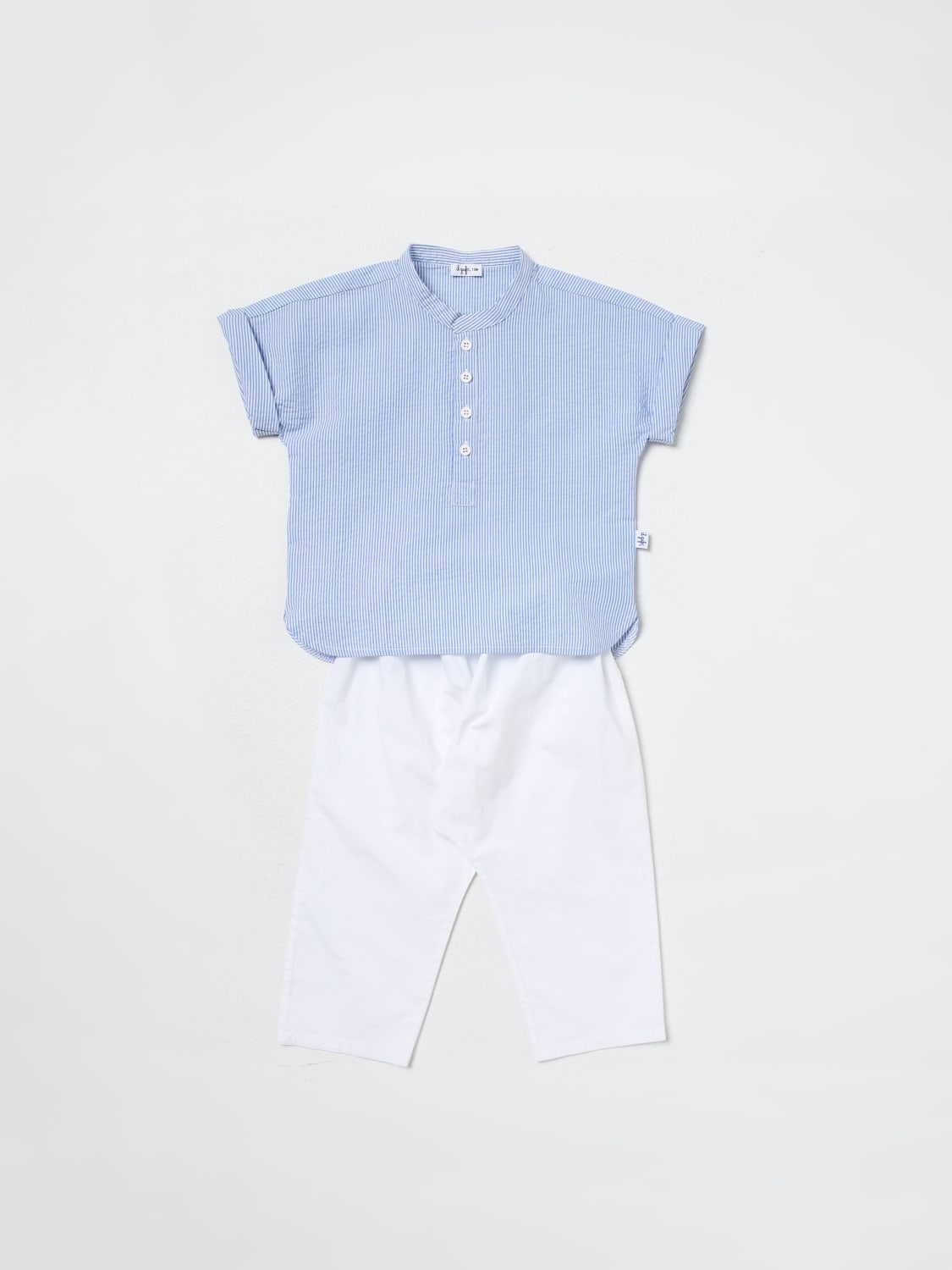 IL GUFO JUMPSUIT: Il Gufo baby shirts and pants set, Gnawed Blue - Img 1