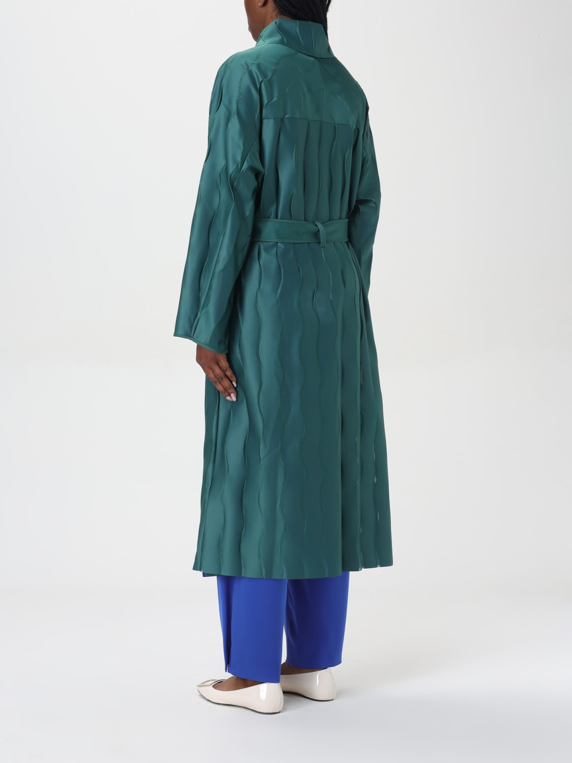 Giorgio Armani Outlet Coat woman Green Giorgio Armani trench coat 3DAL60AJJIZ online at GIGLIO.COM