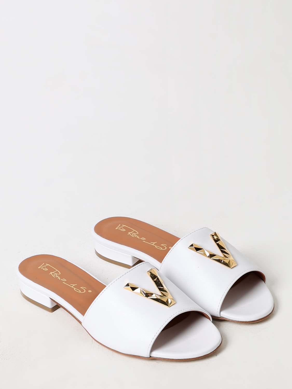 VIA ROMA 15 FLAT SANDALS: Via Roma 15 women's flat sandals, White - Img 2