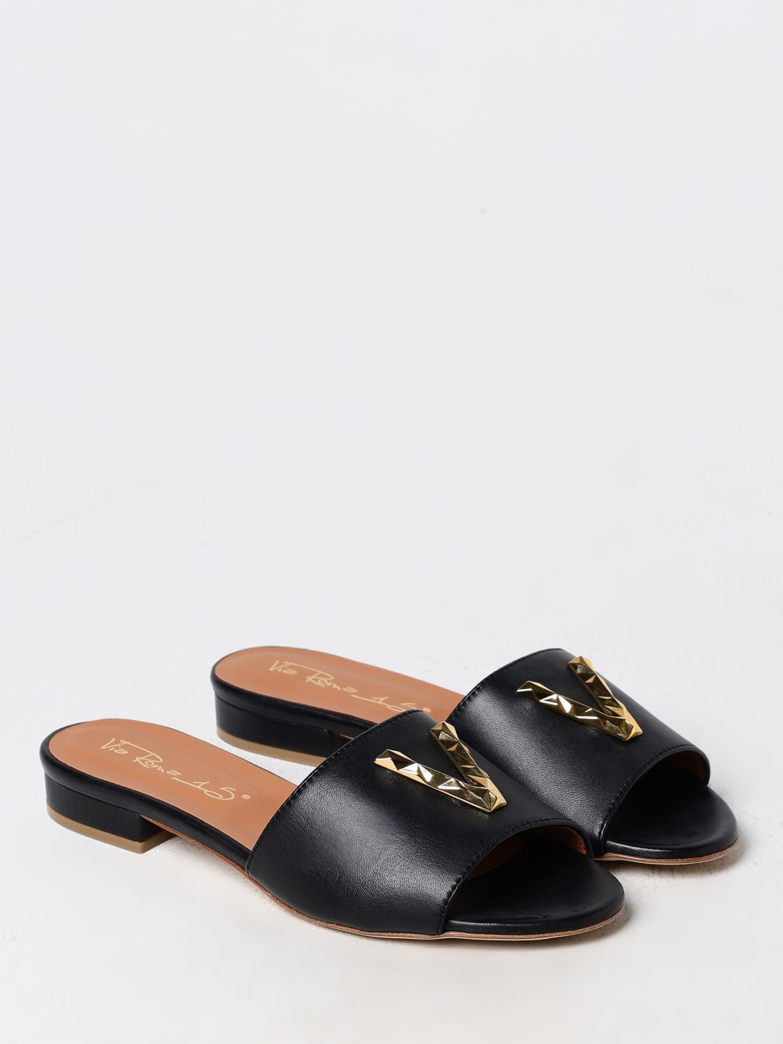 VIA ROMA 15 FLAT SANDALS: Via Roma 15 women's flat sandals, Black - Img 2