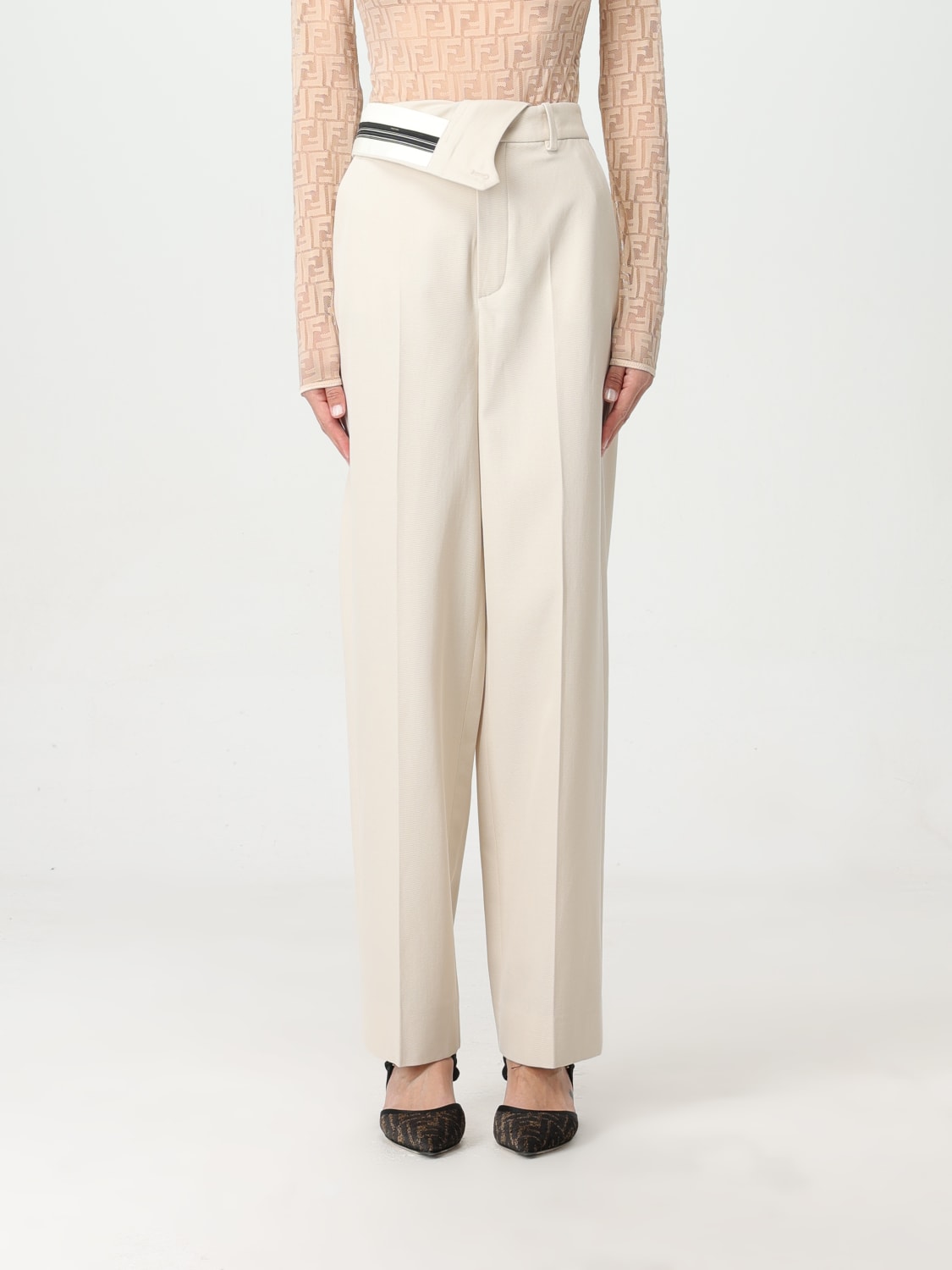 FENDI PANTS: Pants woman Fendi, Beige - Img 1