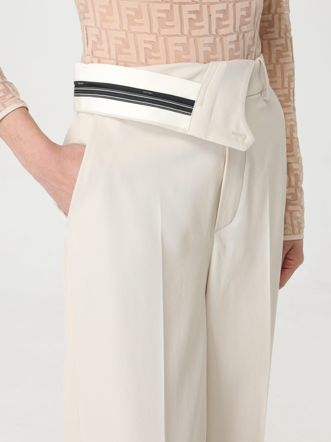 FENDI PANTS: Pants woman Fendi, Beige - Img 5