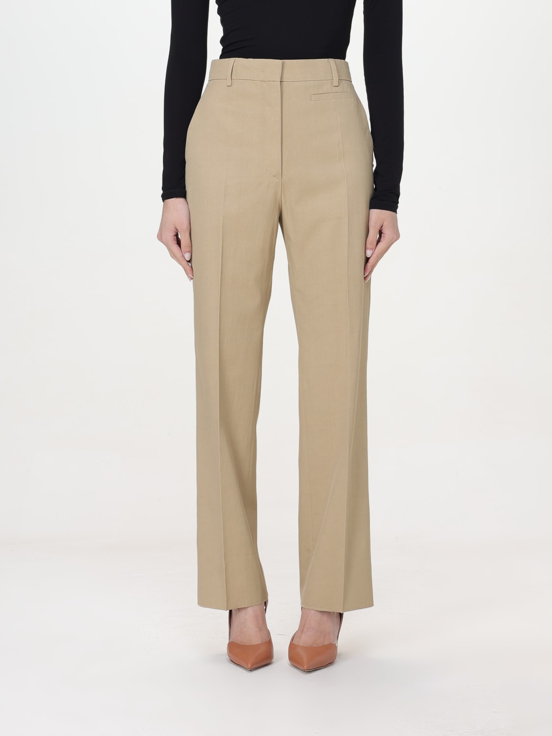 SPORTMAX PANTALONE: Pantalone Sportmax in misto cotone , Beige - Img 1
