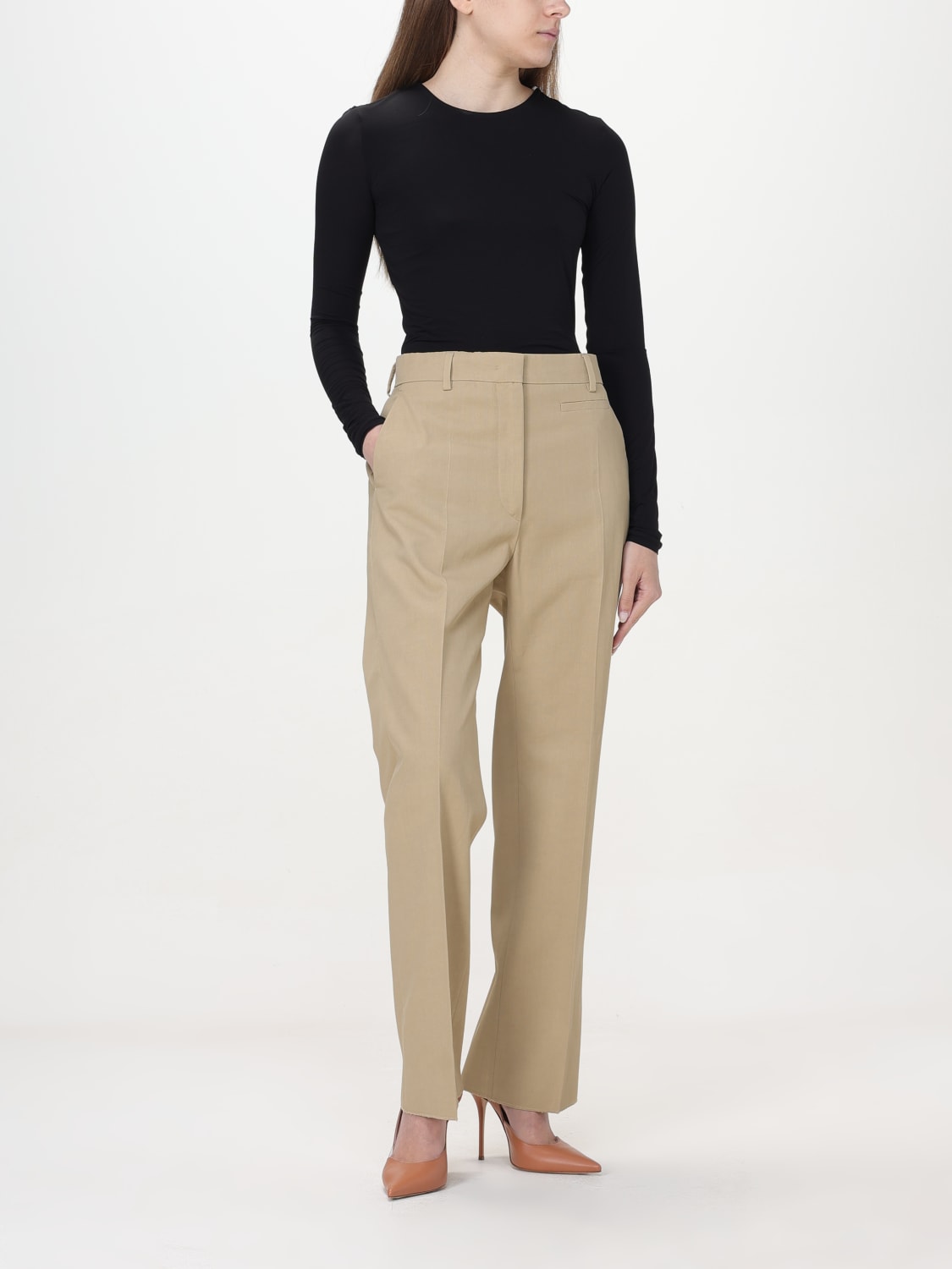SPORTMAX PANTALONE: Pantalone Sportmax in misto cotone , Beige - Img 2