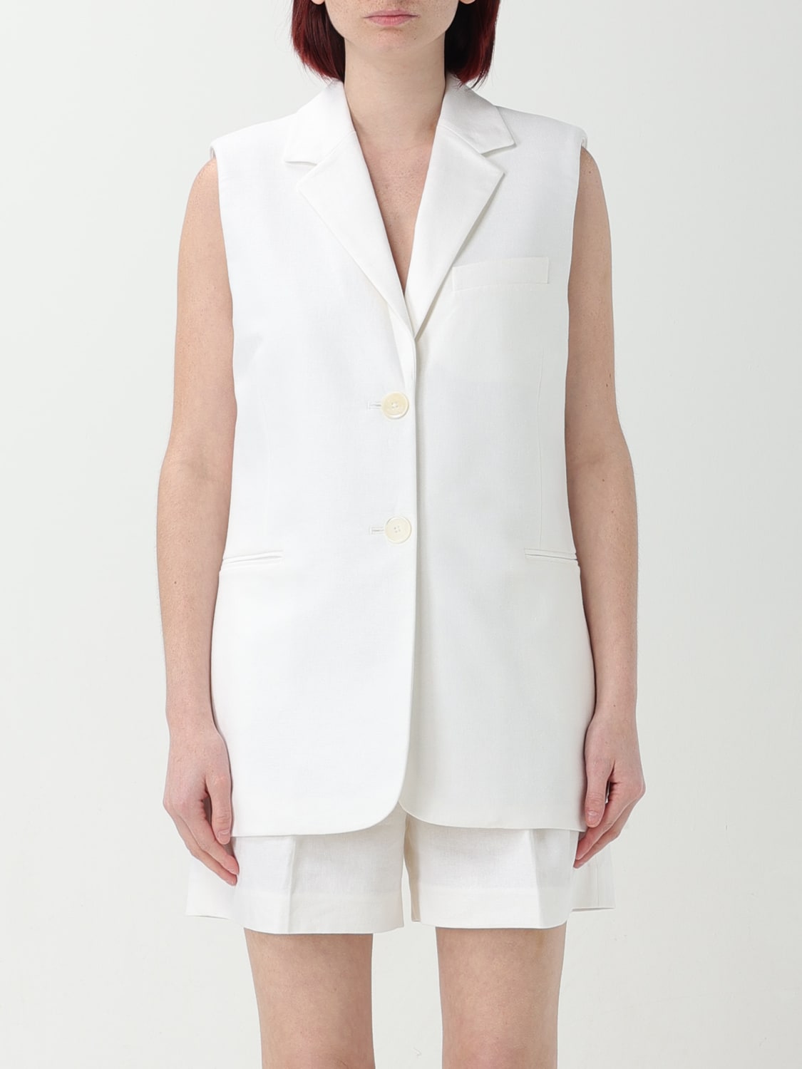 アウターその他 Michael Kors Woman Waistcoat White MS4107P9BA 100 Linen blend vest brand MICHAEL KORS — Globalbrandsstore.com/en