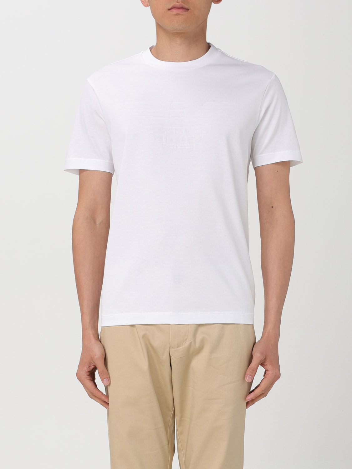 Giglio T-shirt Emporio Armani in cotone con logo jacquard