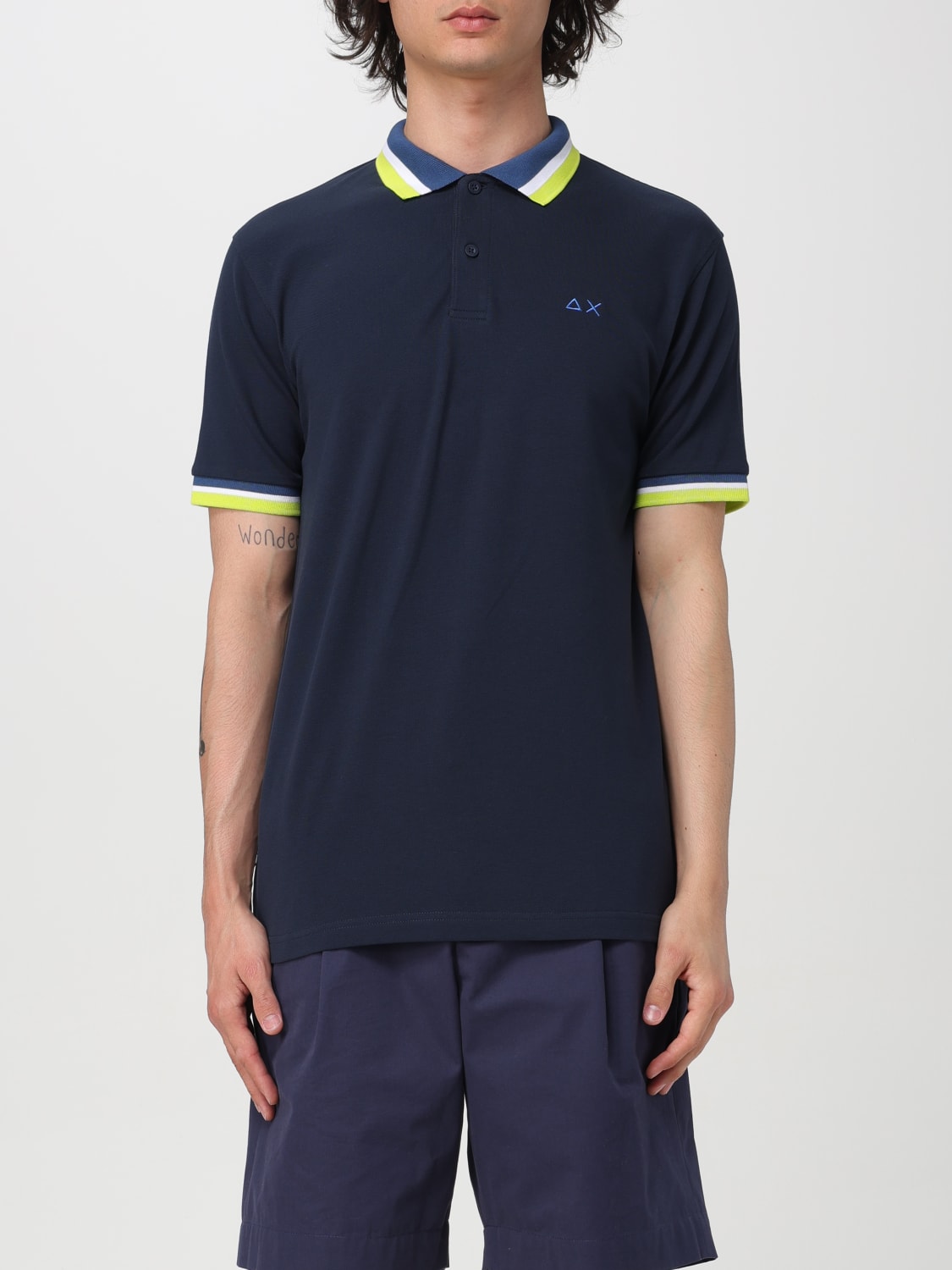 SUN 68 POLO SHIRT: T-shirt men Sun 68, Blue - Img 1