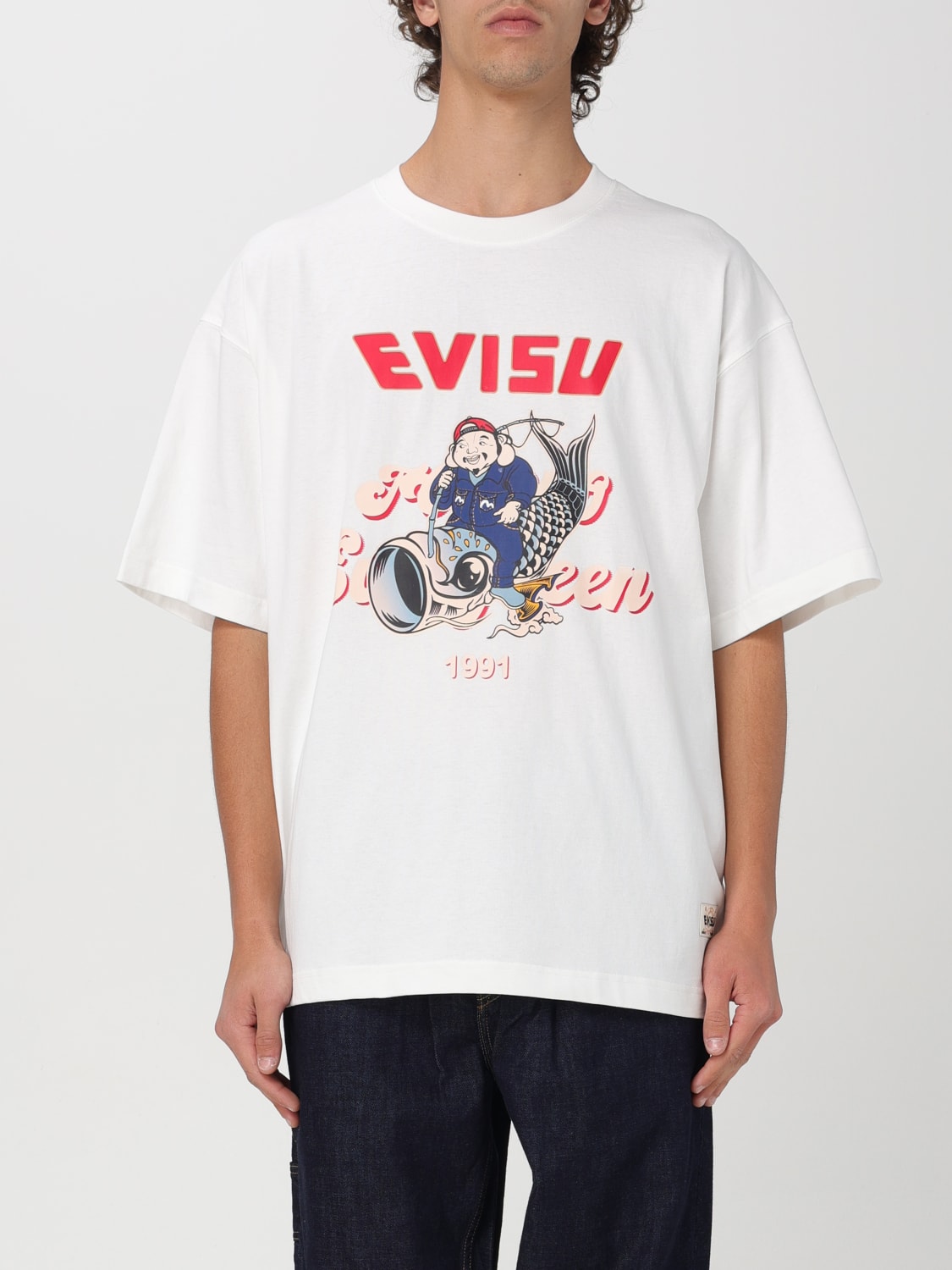 Giglio T-shirt Evisu in cotone con stampa grafica e logo