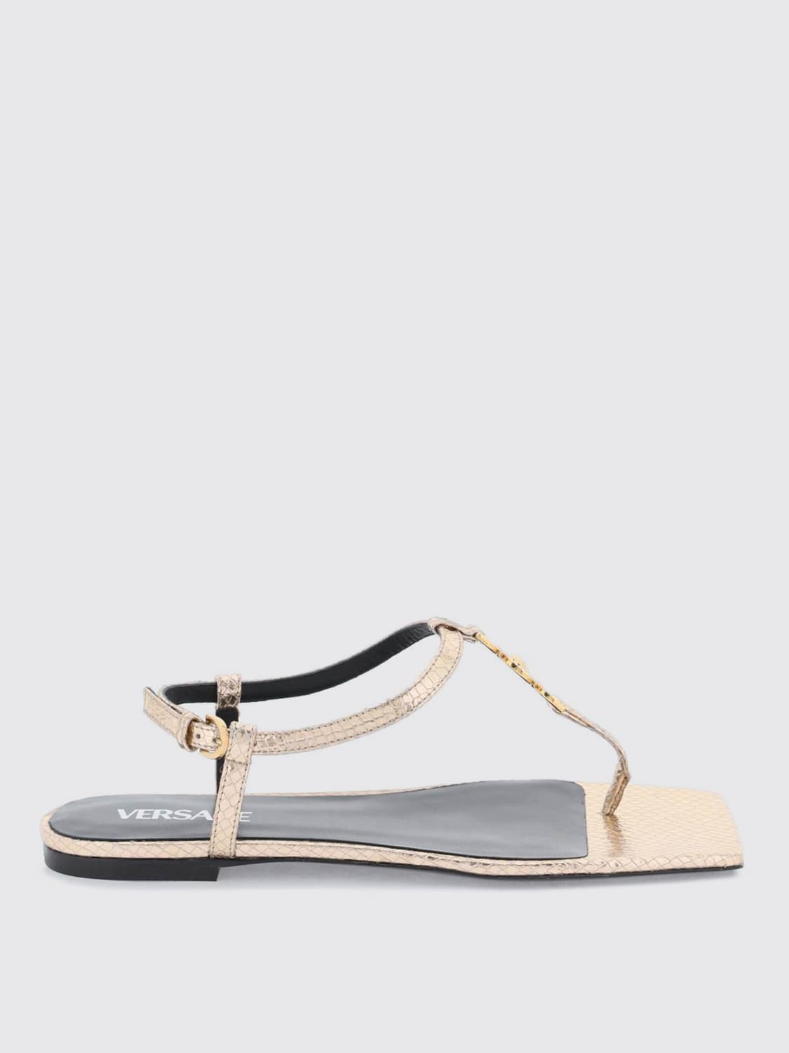 VERSACE FLAT SANDALS: Flat sandals woman Versace, Champagne - Img 1