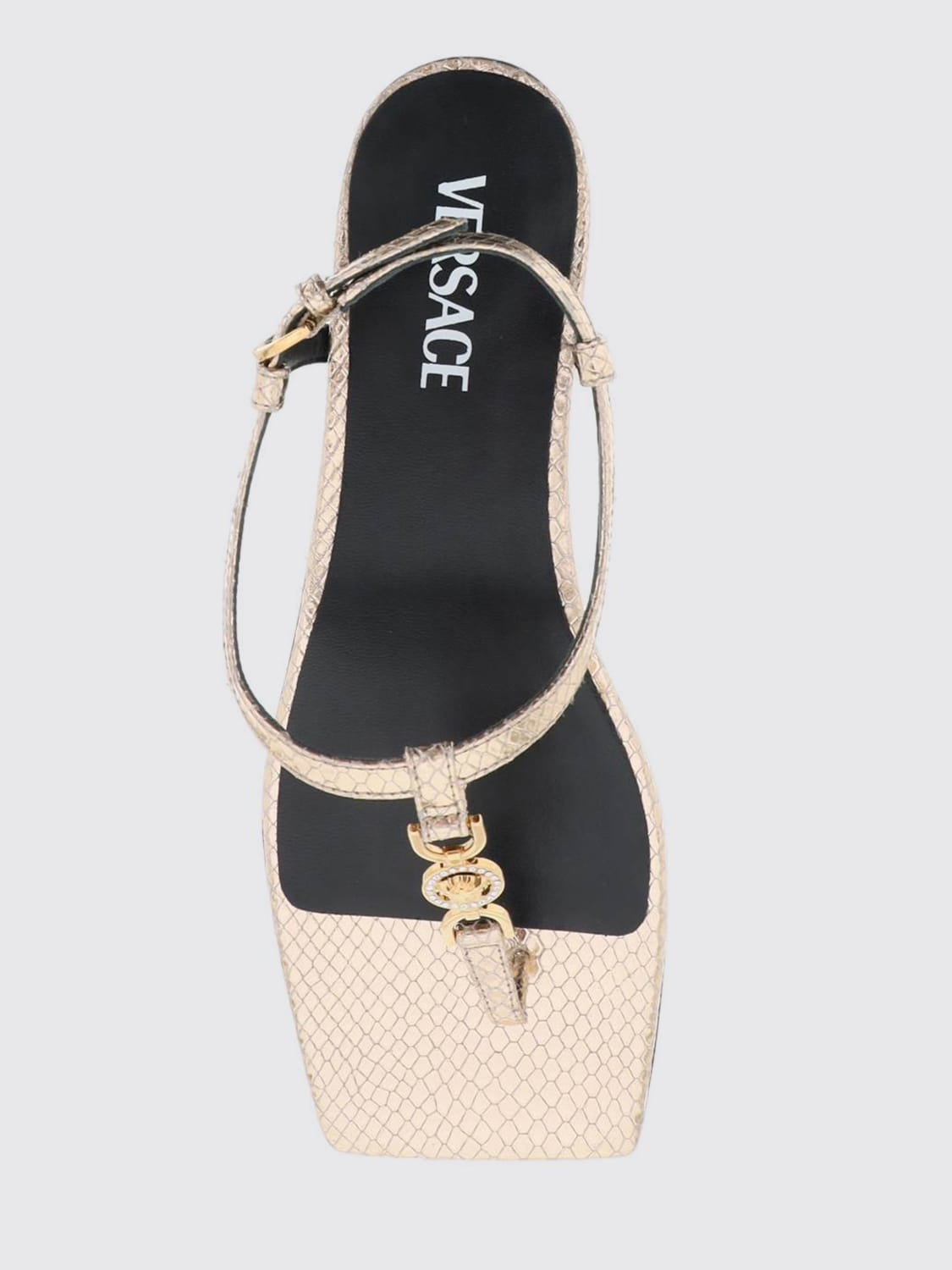 VERSACE FLAT SANDALS: Flat sandals woman Versace, Champagne - Img 3