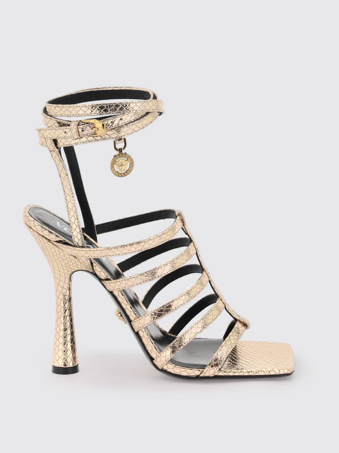 VERSACE SANDALIAS DE TACÓN: Sandalias planas mujer Versace, Champán - Img 1