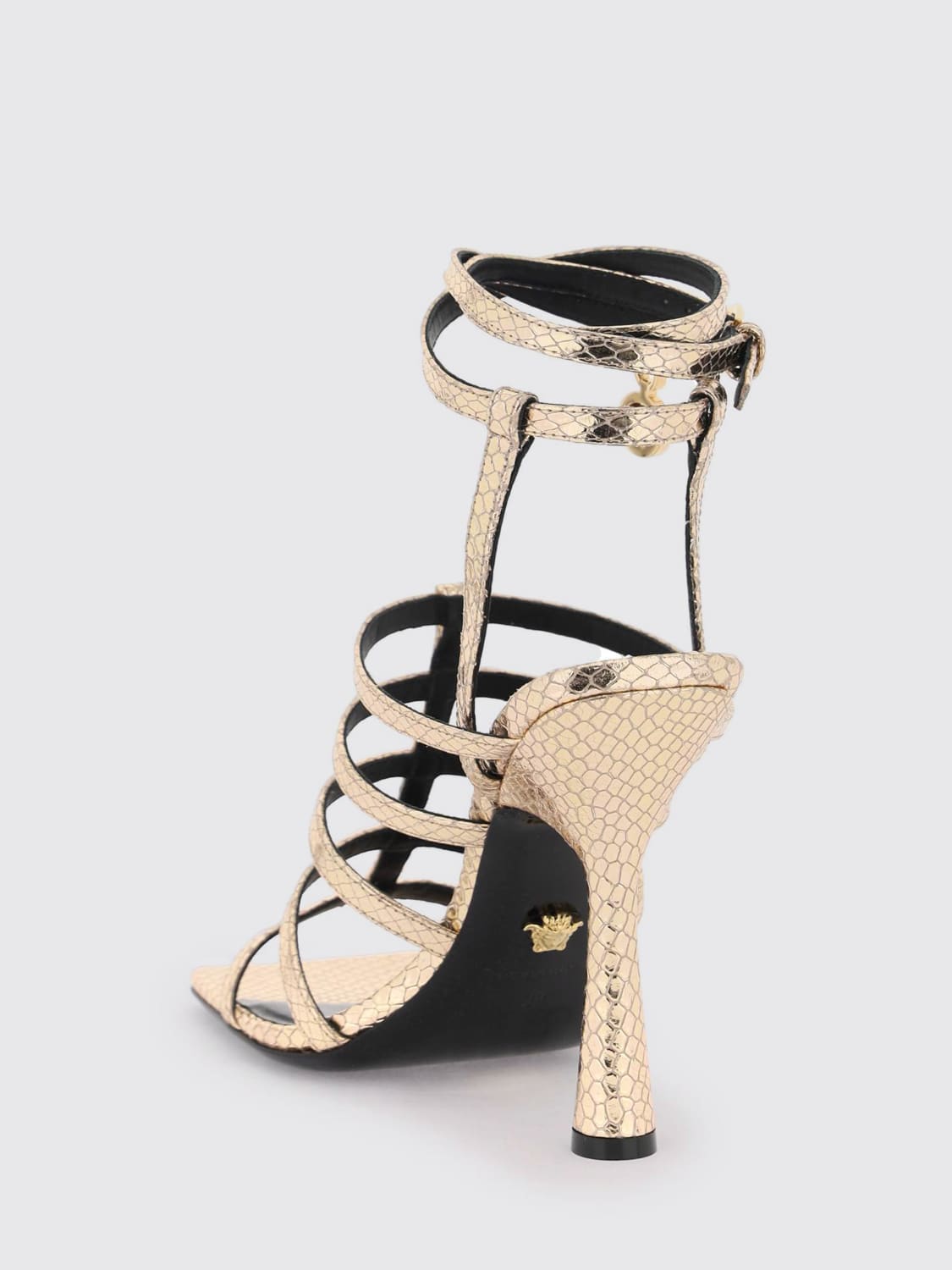 VERSACE SANDALIAS DE TACÓN: Sandalias planas mujer Versace, Champán - Img 3