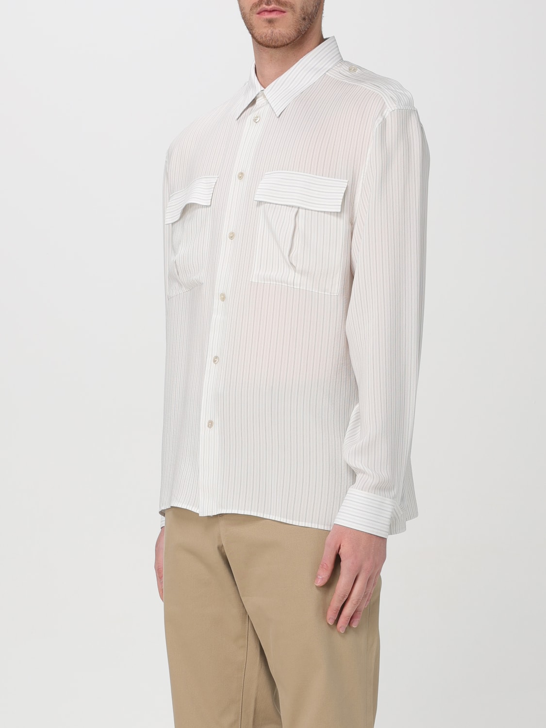 SAINT LAURENT CAMISA: Camisa hombre Saint Laurent, Beige - Img 4