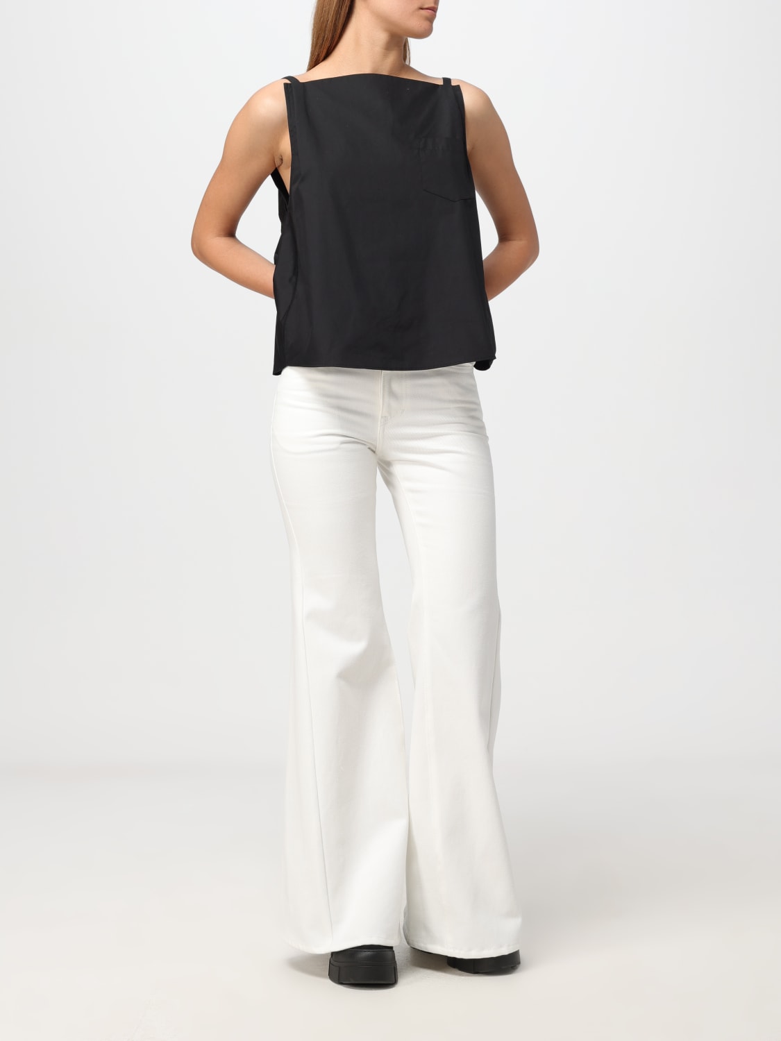 SACAI 牛仔裤: 裤子 女士 Sacai, 米色 - Img 2