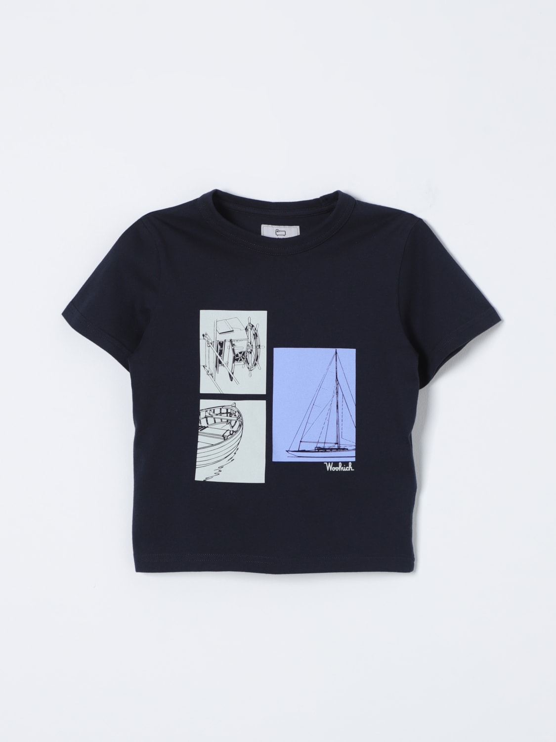 WOOLRICH T-SHIRT: T-shirt kids Woolrich, Blue - Img 1