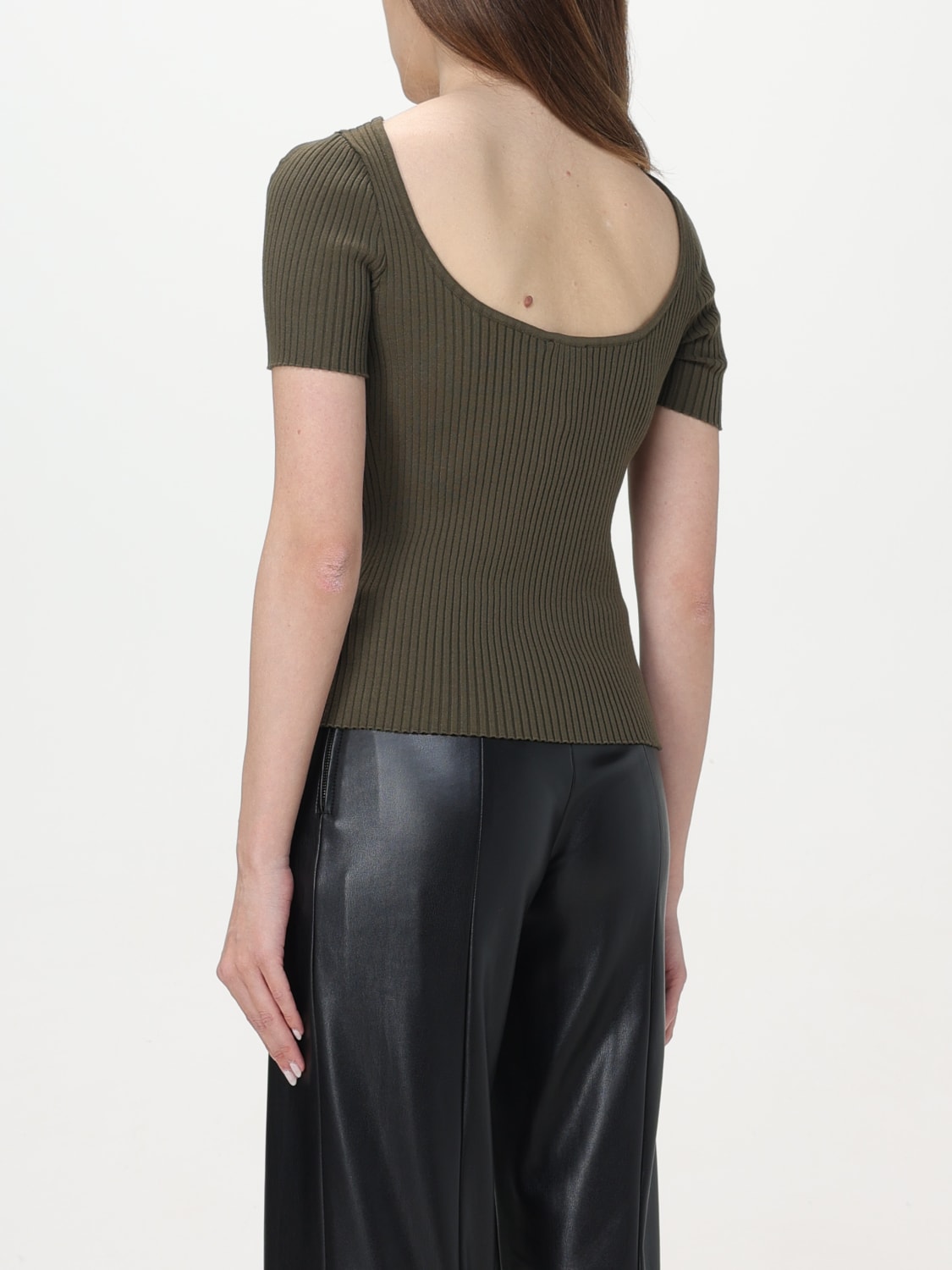 COURRÈGES TOP: Courrèges Hyperbole knit top with cut-out, Brown - Img 2