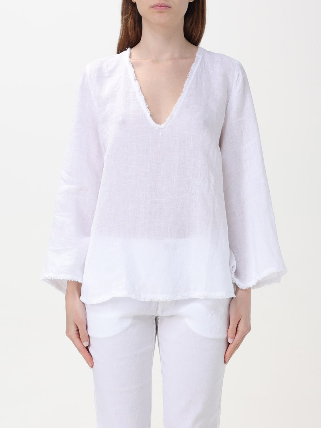 120% LINO TOP E BLUSE: Blusa 120% Lino in lino , Bianco - Img 1