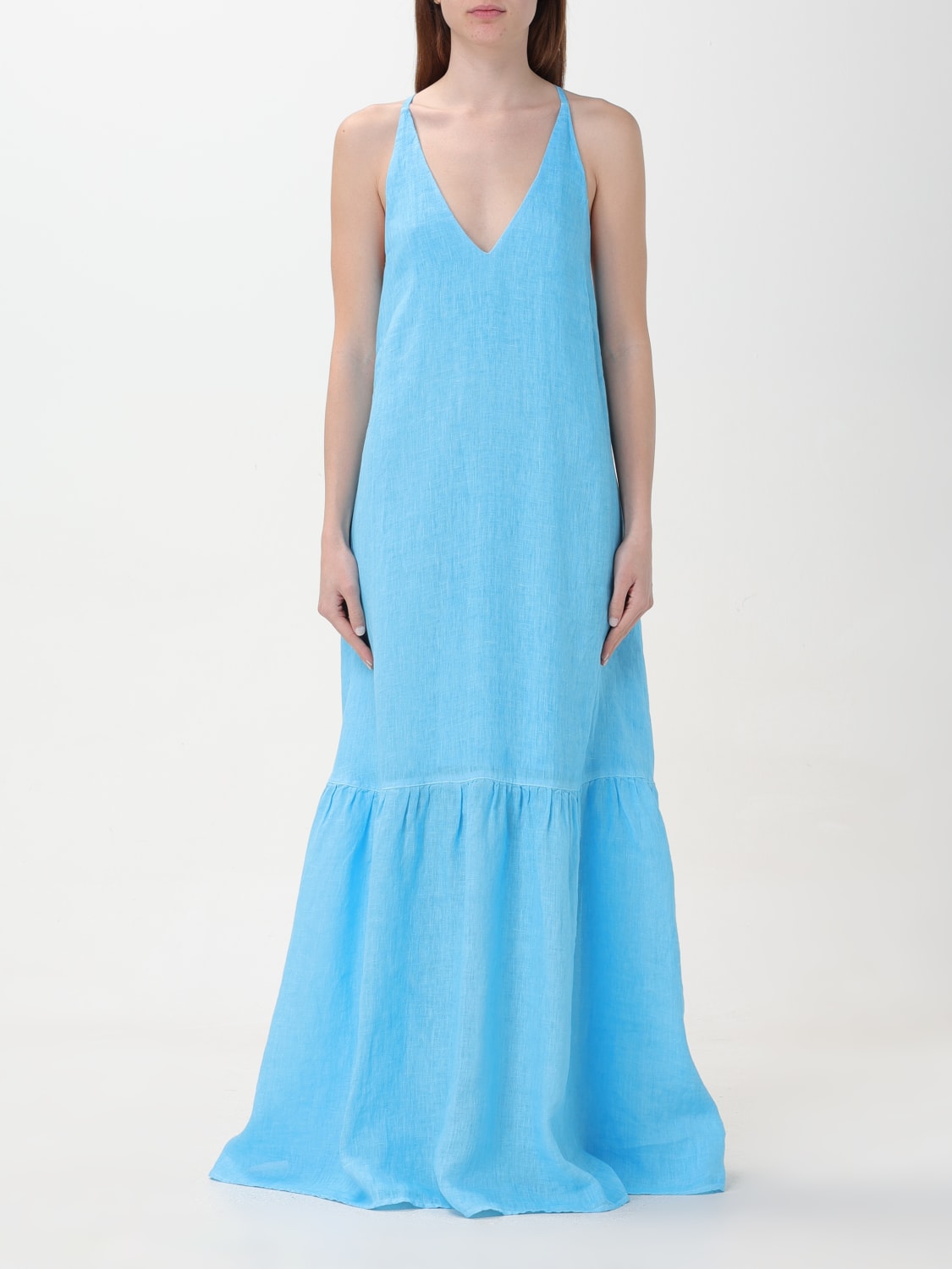 120% LINO: Dress woman - Blue | 120% Lino dress