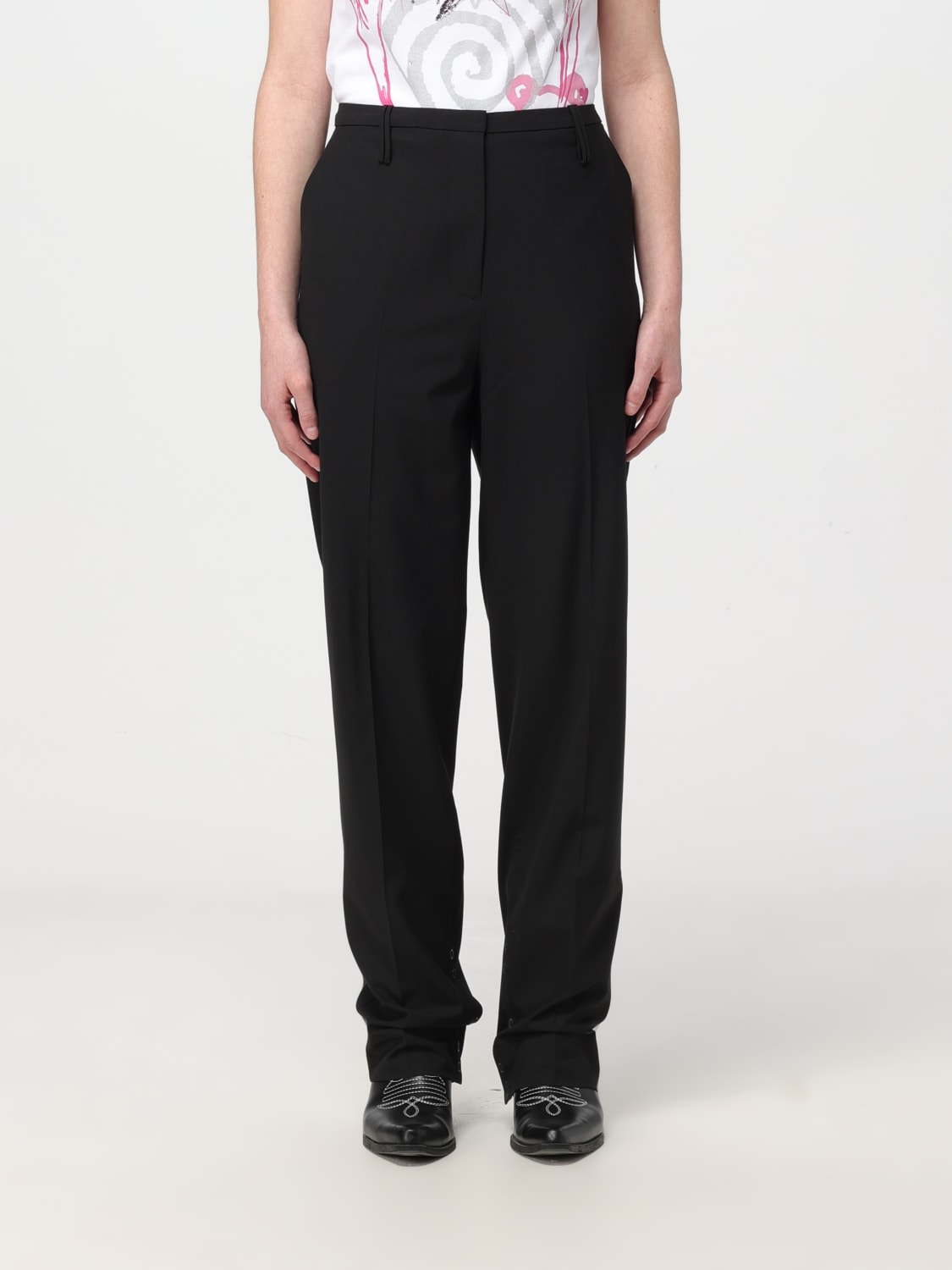 GANNI: Pants woman - Black | Ganni pants F8679 online at GIGLIO.COM