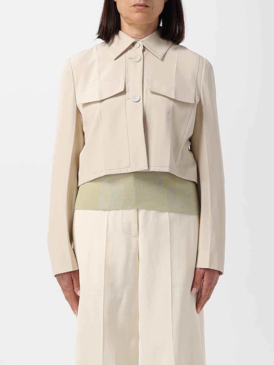 ジャケット FENDI Tailored crop jacket Beige FJ7474ARU5 Fendi Outlet: Jacket woman - Beige | Fendi jacket FJ7474ARU5