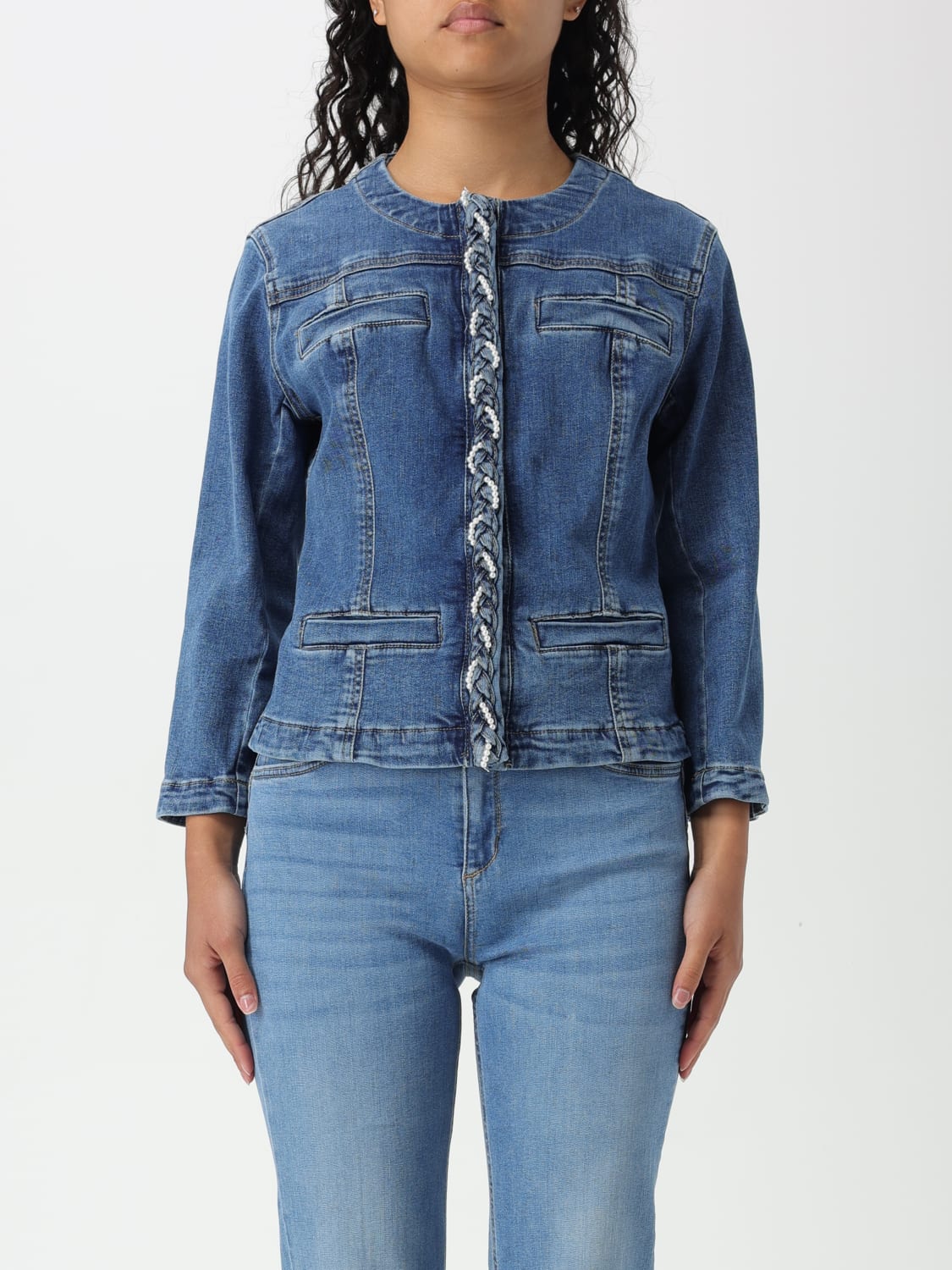ジャケット LIU JO Woman Jacket Gnawed Blue Liu •jo Jacket Liu Jo Woman Color Gnawed Blue | ModeSens