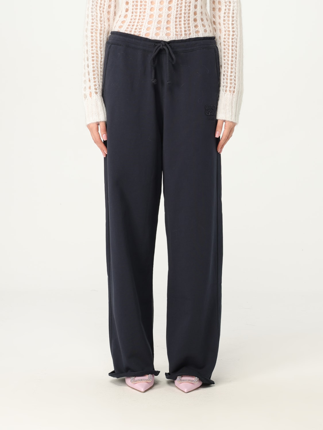 GANNI: Pants woman - Blue | Ganni pants T3762 online at GIGLIO.COM