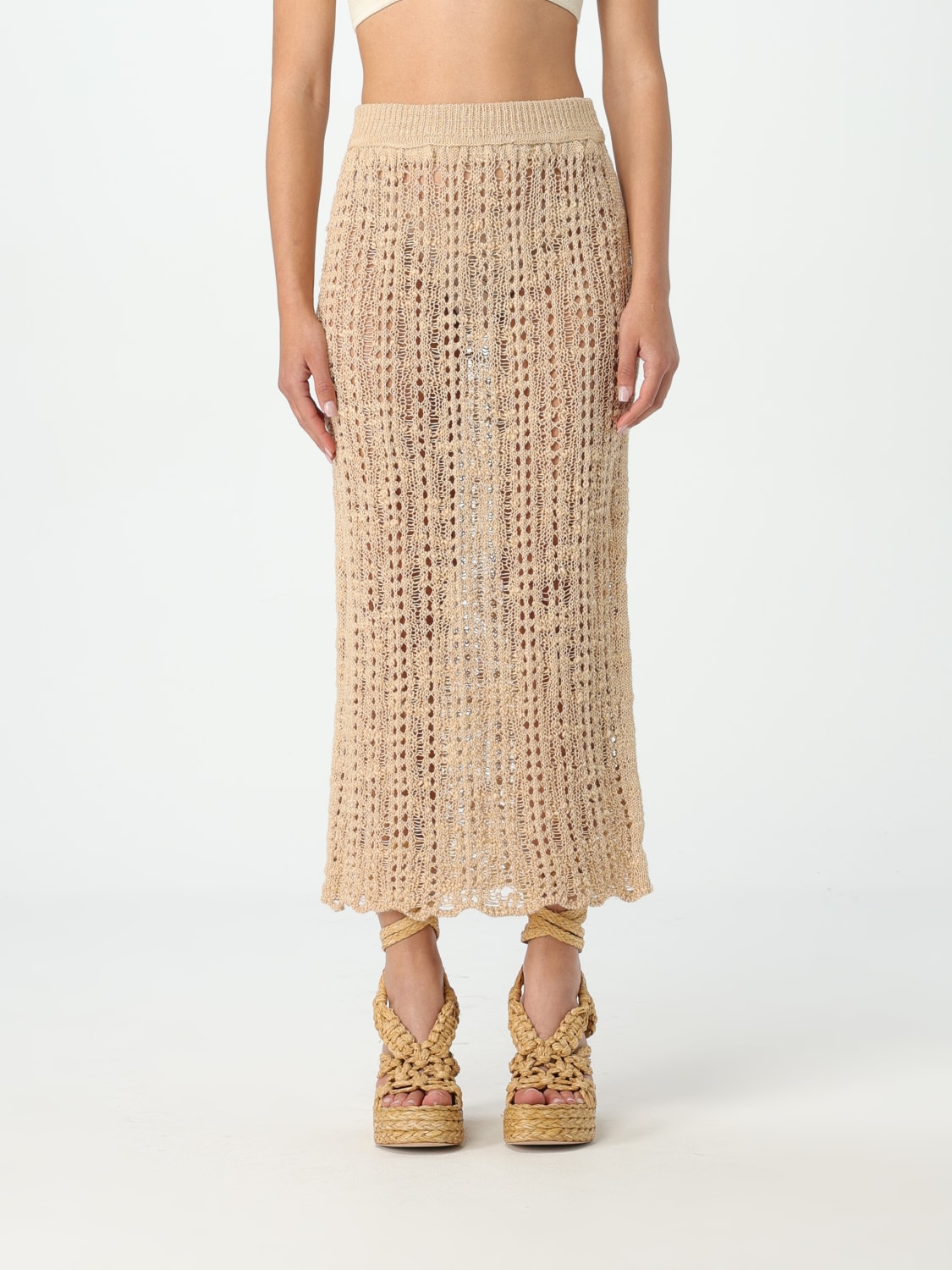 CULT GAIA GONNA: Gonna Cult Gaia in maglia di lana , Beige - Img 1