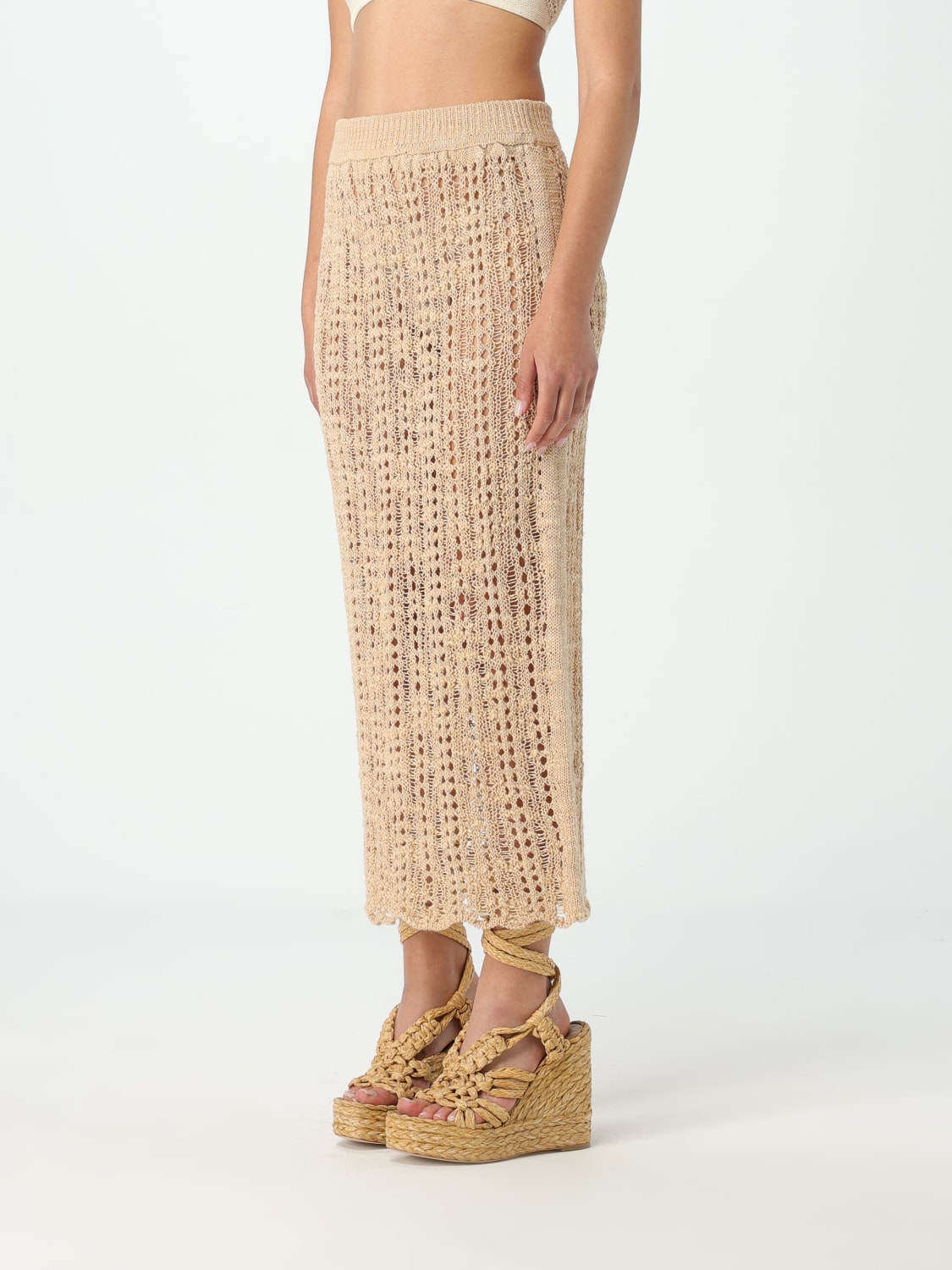 CULT GAIA GONNA: Gonna Cult Gaia in maglia di lana , Beige - Img 3