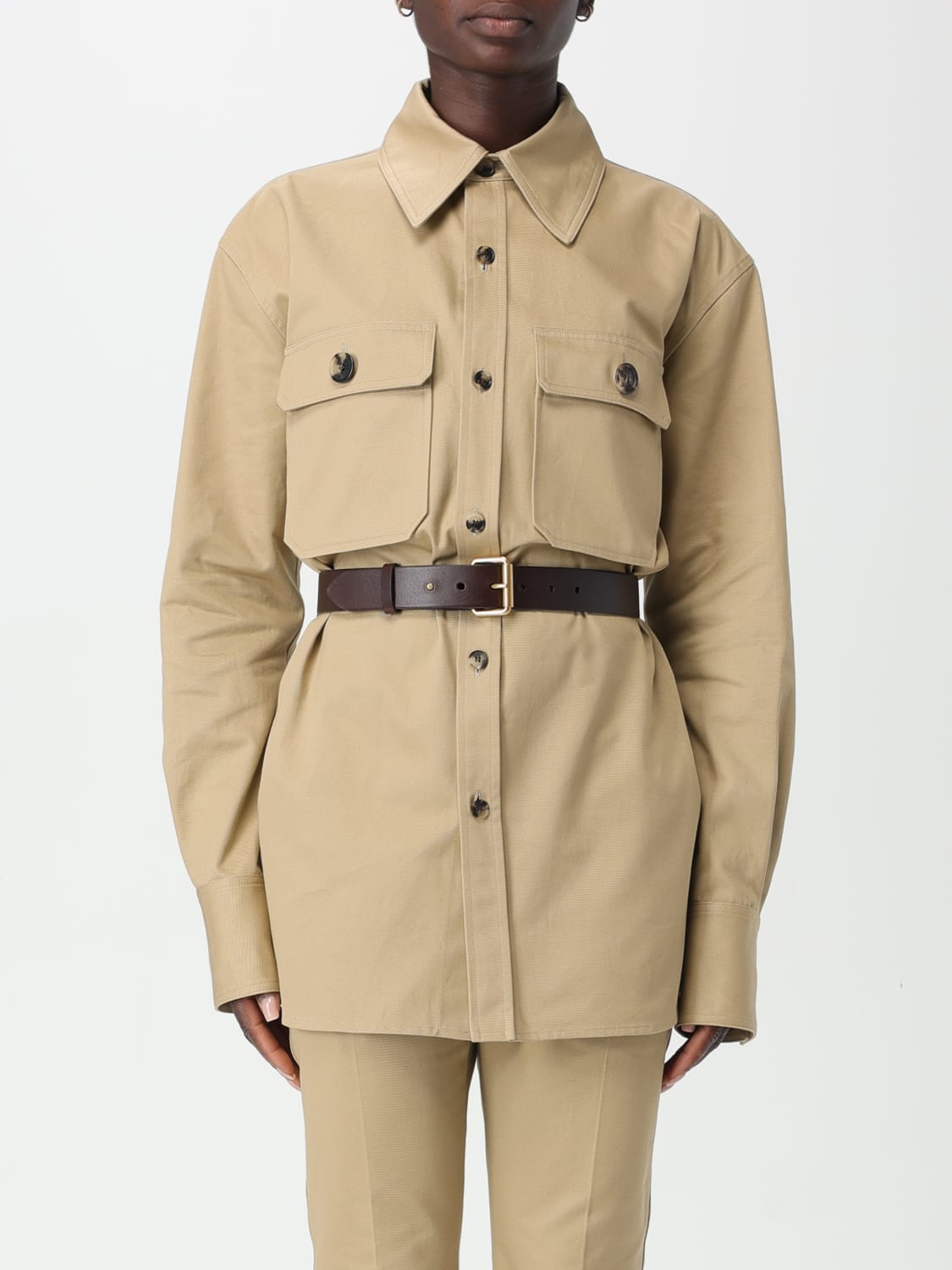 SAINT LAURENT SHIRT: Saint Laurent women's shirt, Beige - Img 1