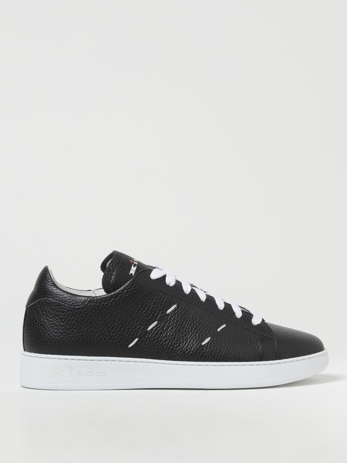 Giglio Sneakers Kiton in pelle a grana con cuciture a vivo