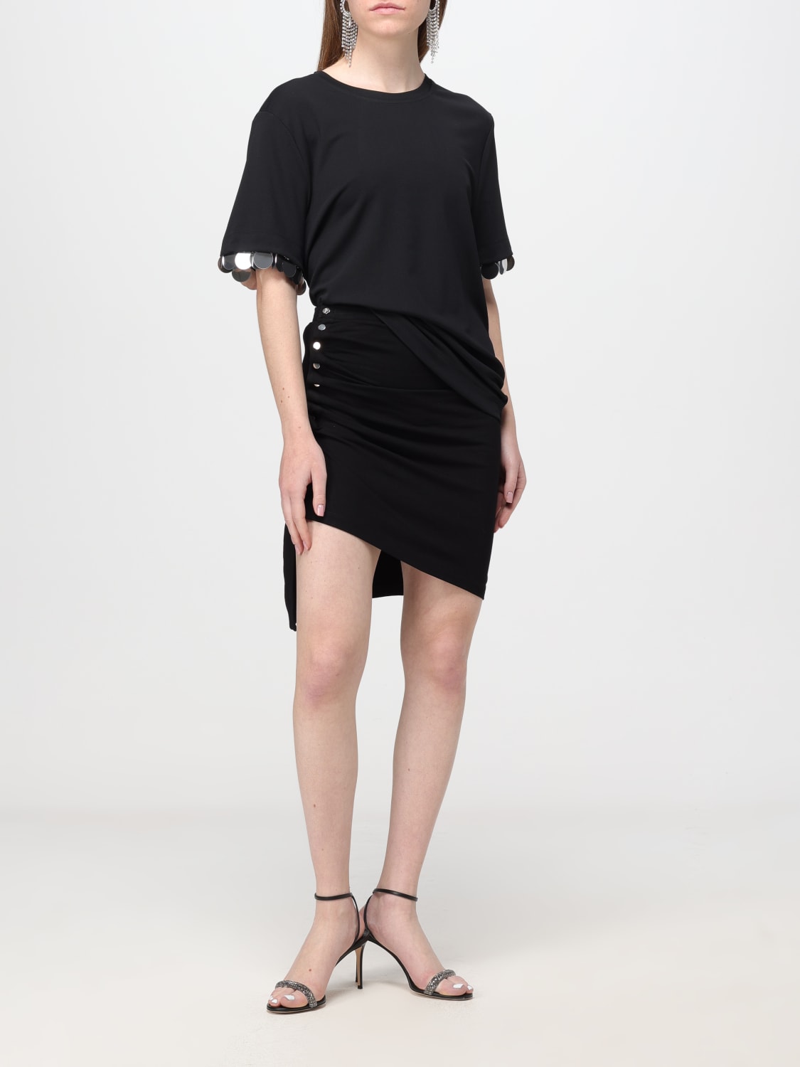 RABANNE T-SHIRTS: T-shirt Rabanne in misto viscosa con paillettes , Nero - Img 2