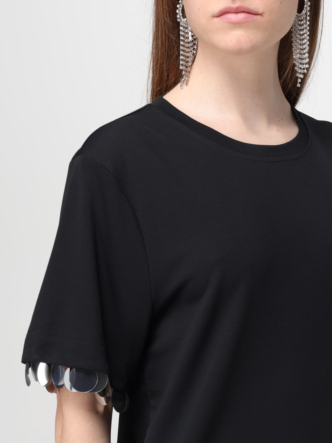 RABANNE T-SHIRTS: T-shirt Rabanne in misto viscosa con paillettes , Nero - Img 5