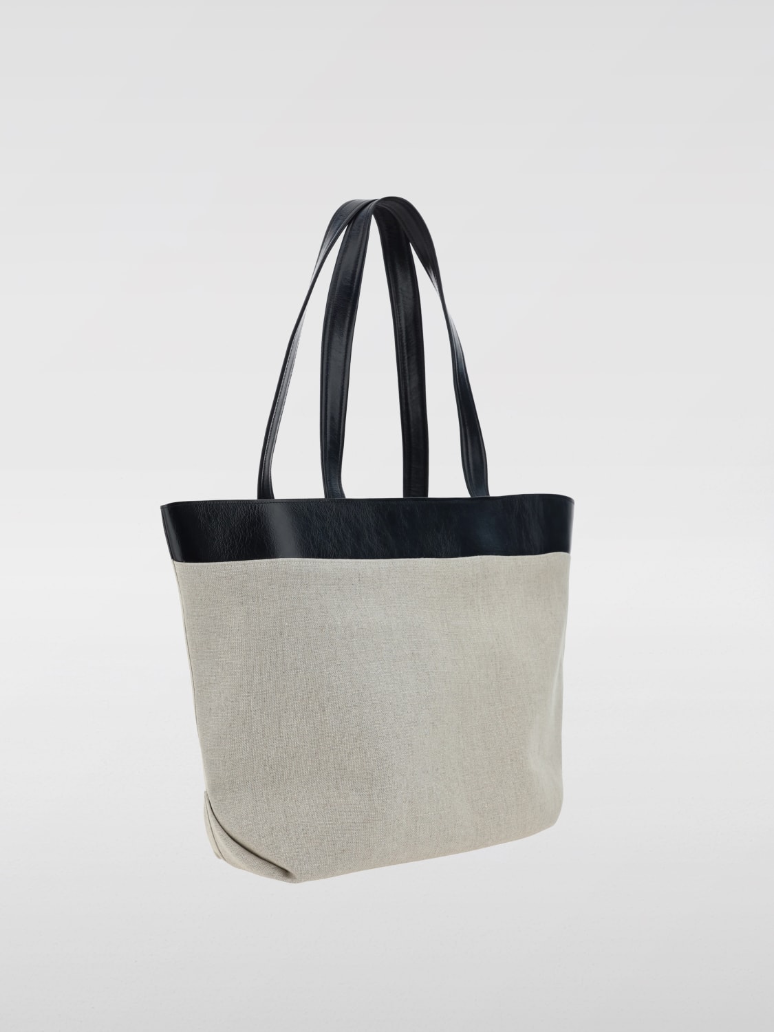 AMI PARIS BORSA A TRACOLLA: Borsa Tote Ami Paris in canvas e pelle , Naturale - Img 2