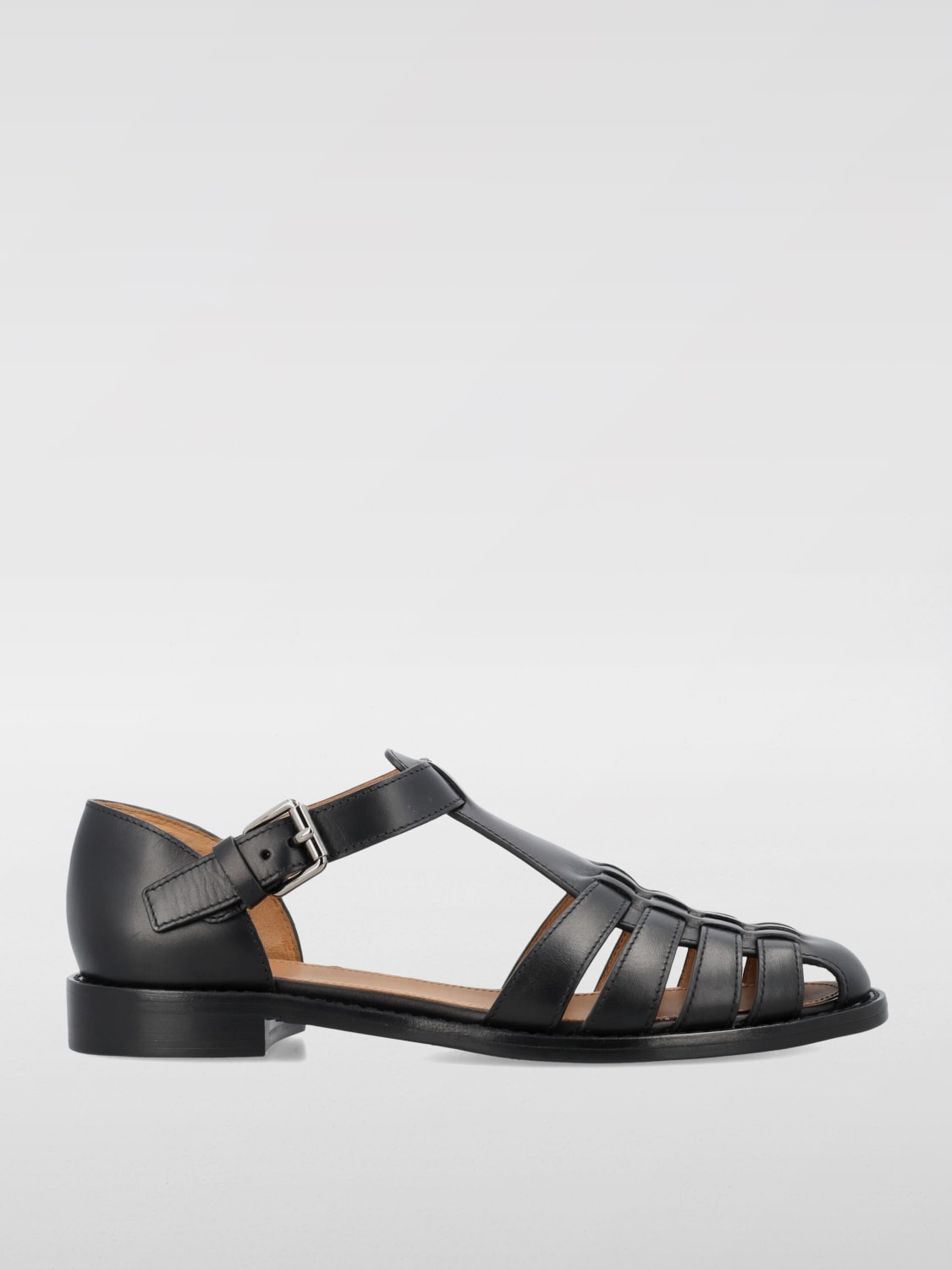 シューズ・サンダルその他 CHURCH'S Woman Flat sandals Black DX01139QL F0AAB Church's Flat Sandals in Black | Lyst