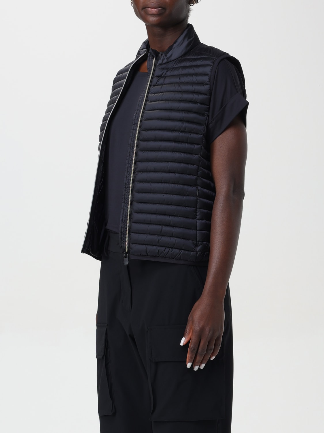 アウターその他 SAVE THE DUCK Woman Waistcoat Black D85310WIRIS20 10000 Save The Duck Women's Lynn Short Puffer Vest, Black, XL at
