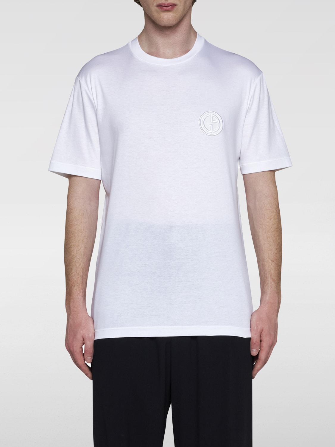 Giglio T-shirt Giorgio Armani in cotone con logo ricamato