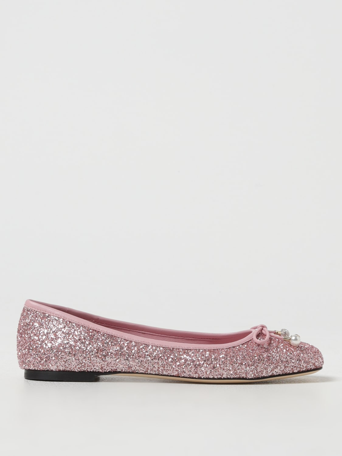 JIMMY CHOO BALLERINE: Ballerina Elme Jimmy Choo in pelle con glitter all over , Rosa - Img 1