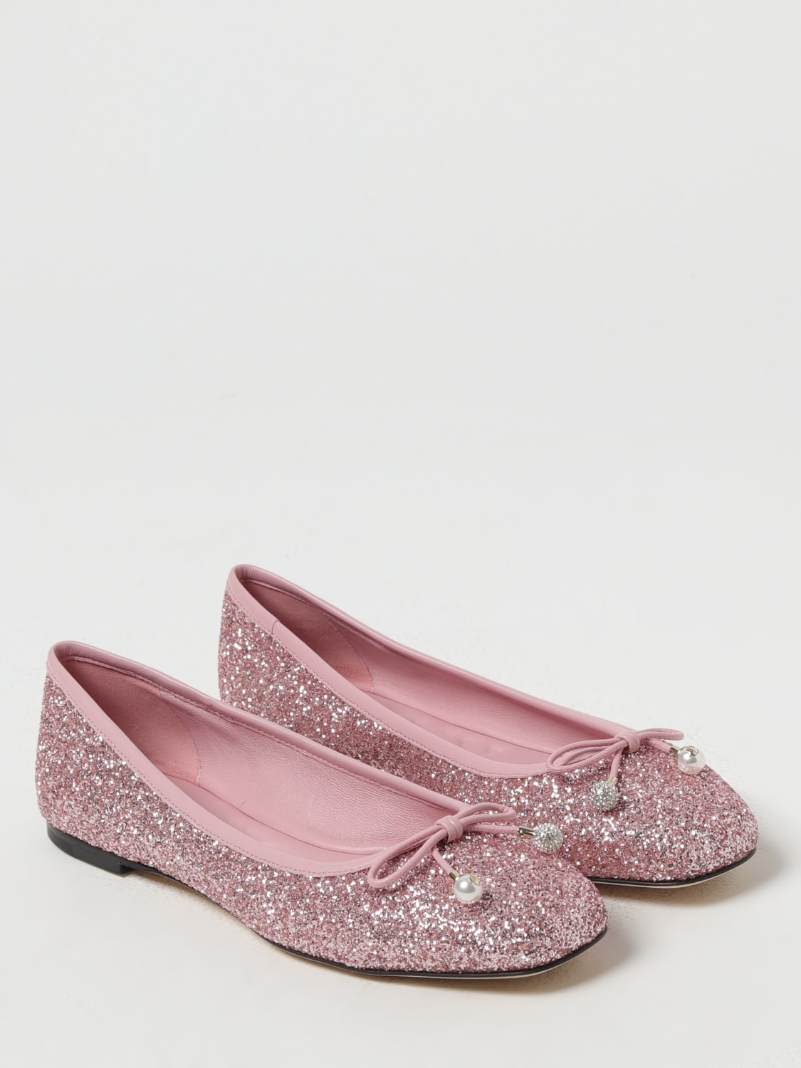 JIMMY CHOO BALLERINE: Ballerina Elme Jimmy Choo in pelle con glitter all over , Rosa - Img 2