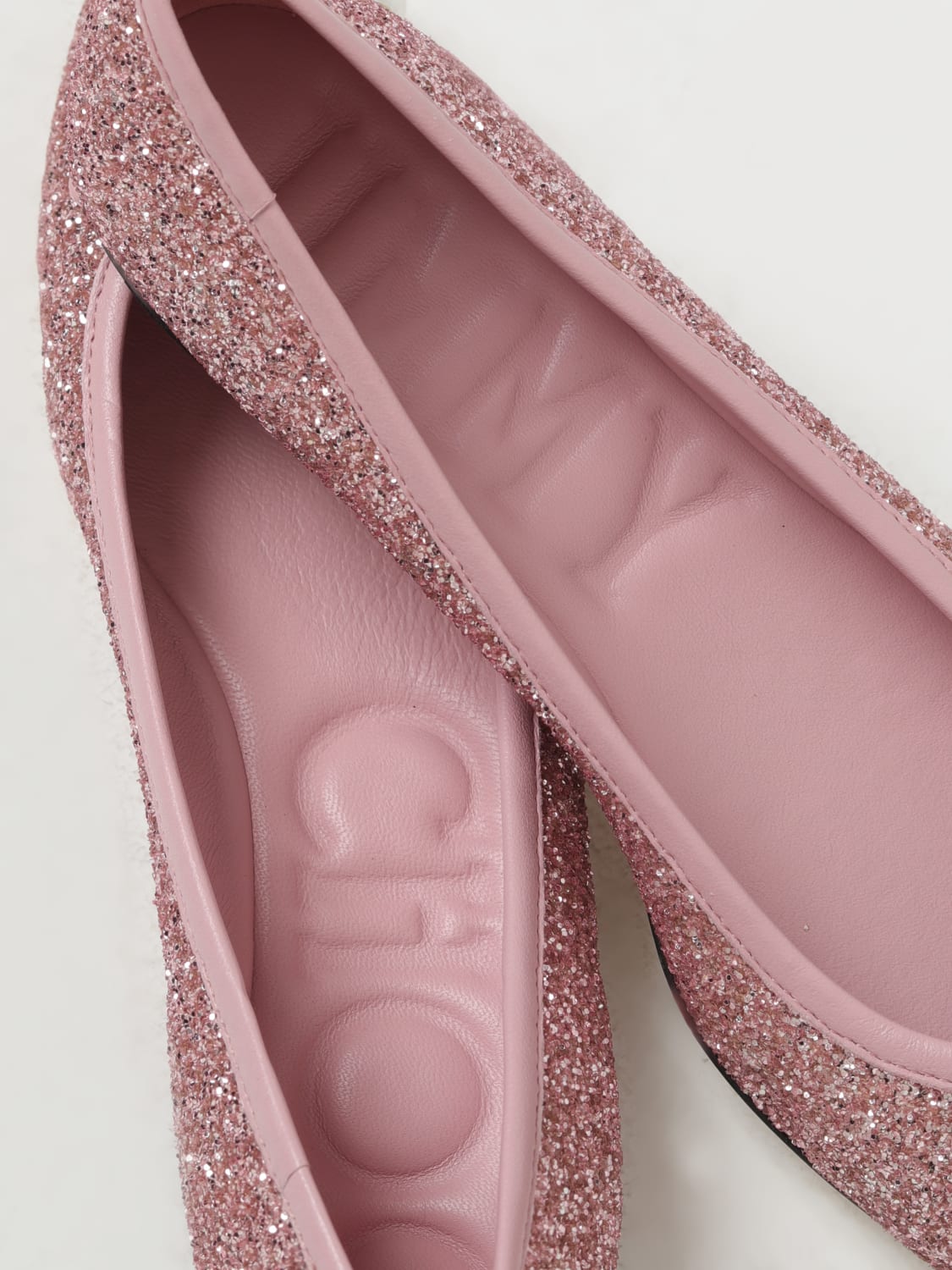 JIMMY CHOO BALLERINE: Ballerina Elme Jimmy Choo in pelle con glitter all over , Rosa - Img 4