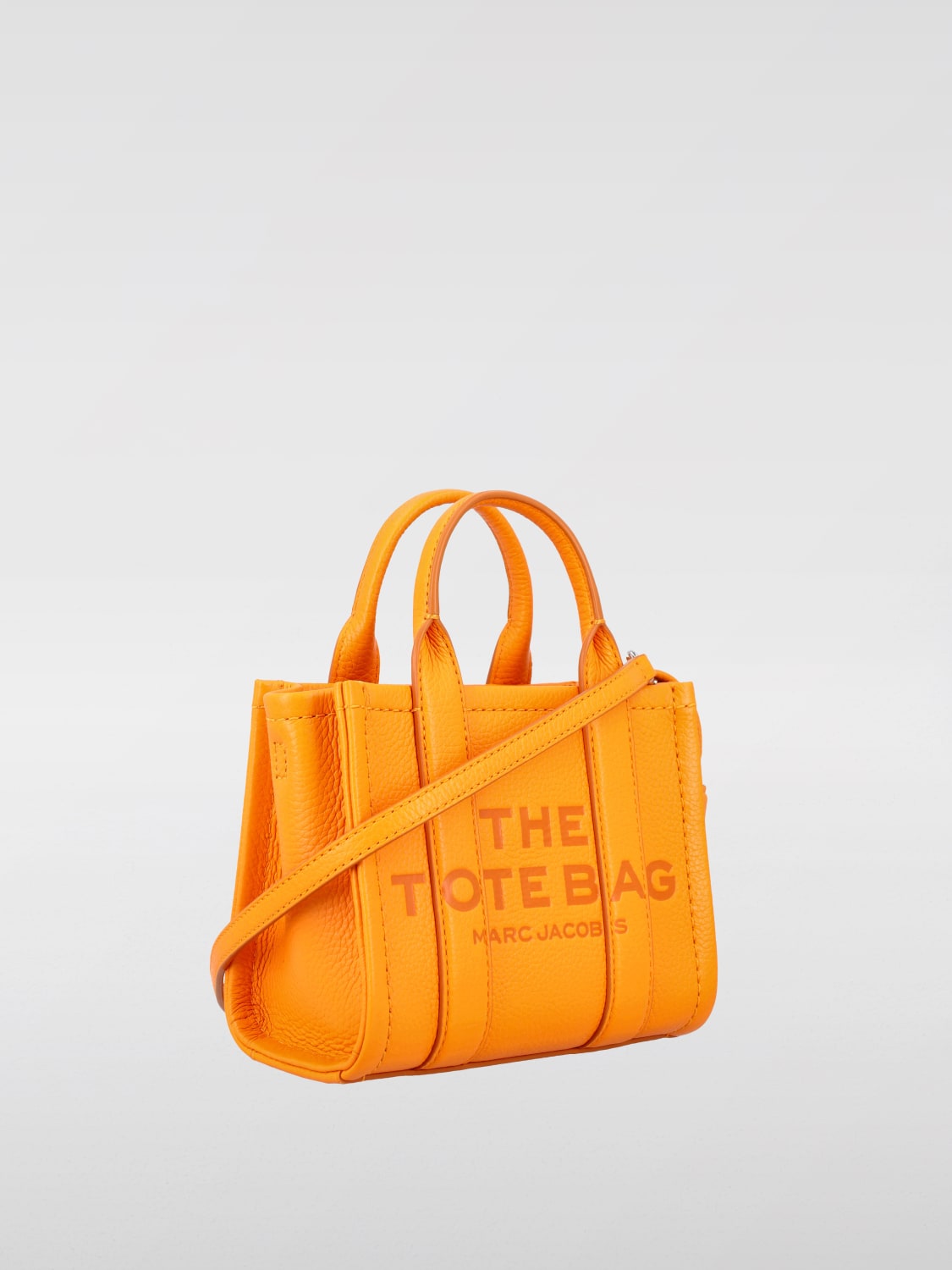 MARC JACOBS HANDBAG: Marc Jacobs The Leather Crossbody Tote grained leather bag, Tangerine - Img 2